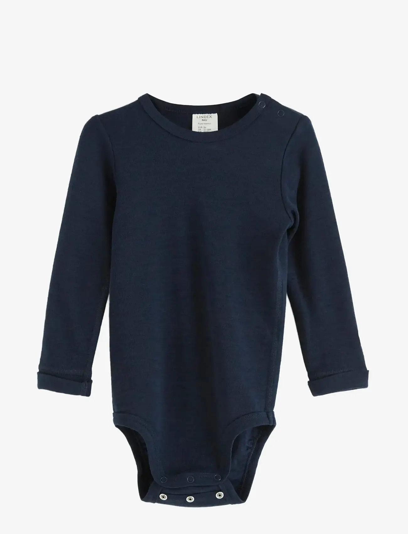 Lindex - Long sleeve merino wool bodysuit - langärmelige bodys - navy - 0