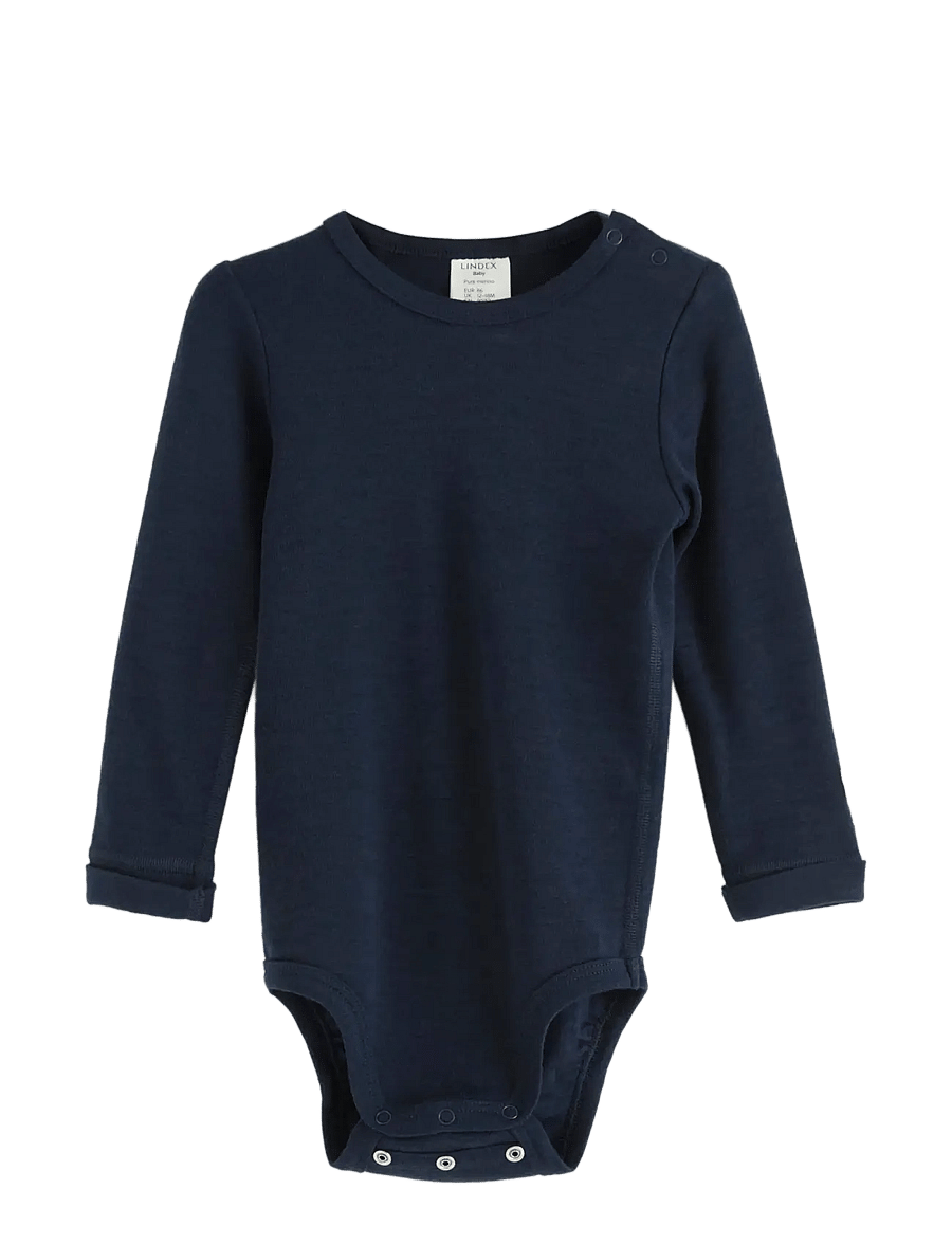 Lindex - Long sleeve merino wool bodysuit - base layer baby - navy - 0