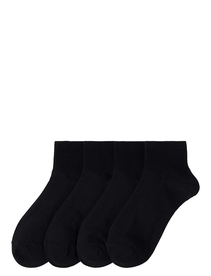 Lindex - 4-pack high ankle socks - ankelstrømper - black - 1