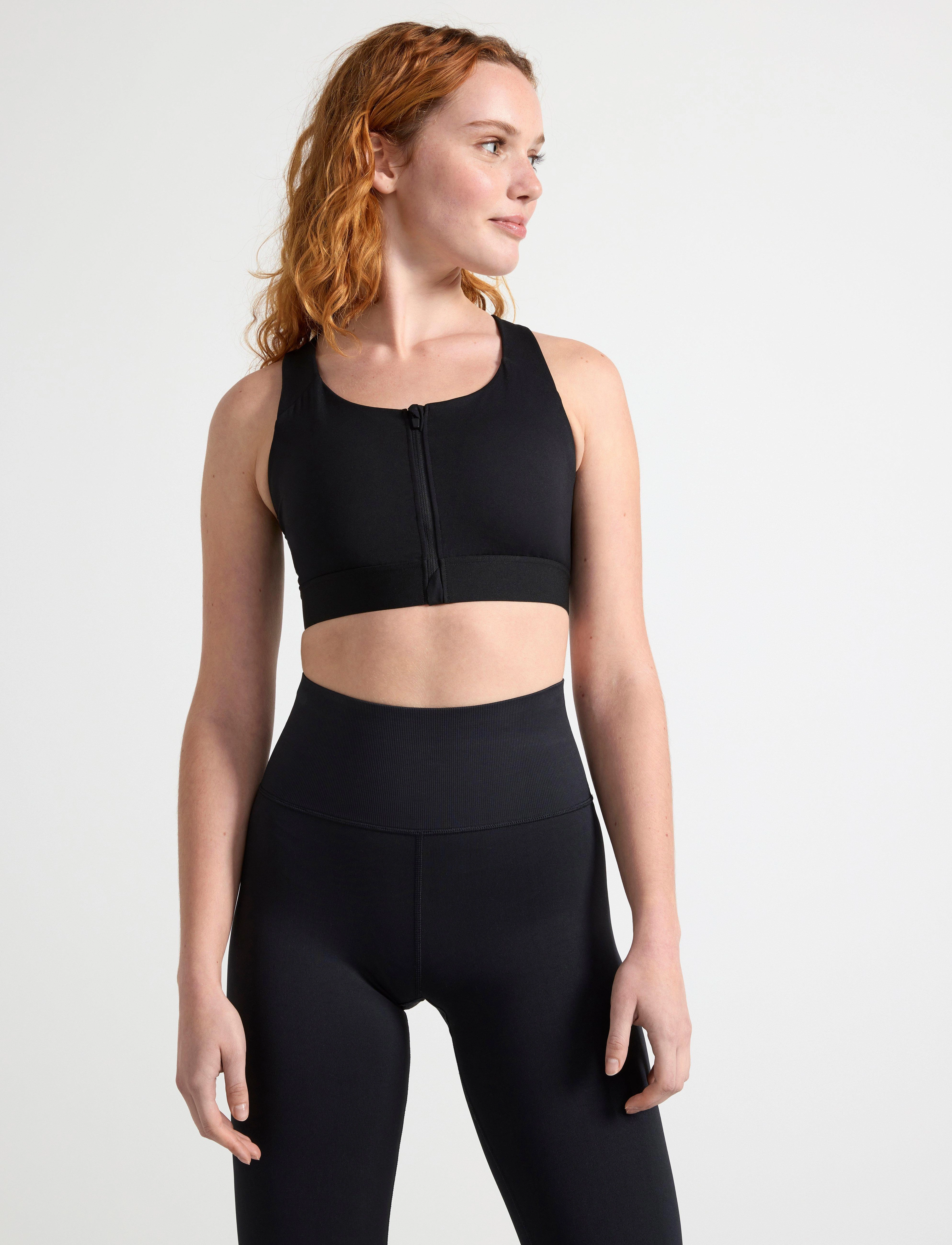 Lindex Sport Bra Rudy Zip, Kvinder, Sports BH Med Lynlås, Sort, Str: XS