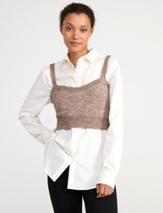 Lindex - Top sleeveless short wool - zemākās cenas - brown melange - 2