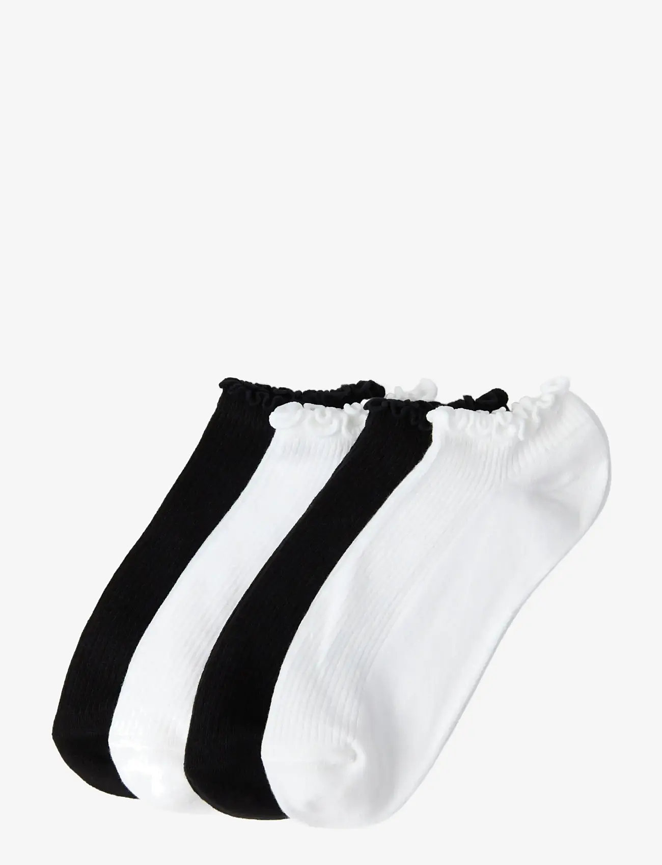 Lindex - Sock Ankle 4 P Lettuce Edge - sneackersocken - black - 0