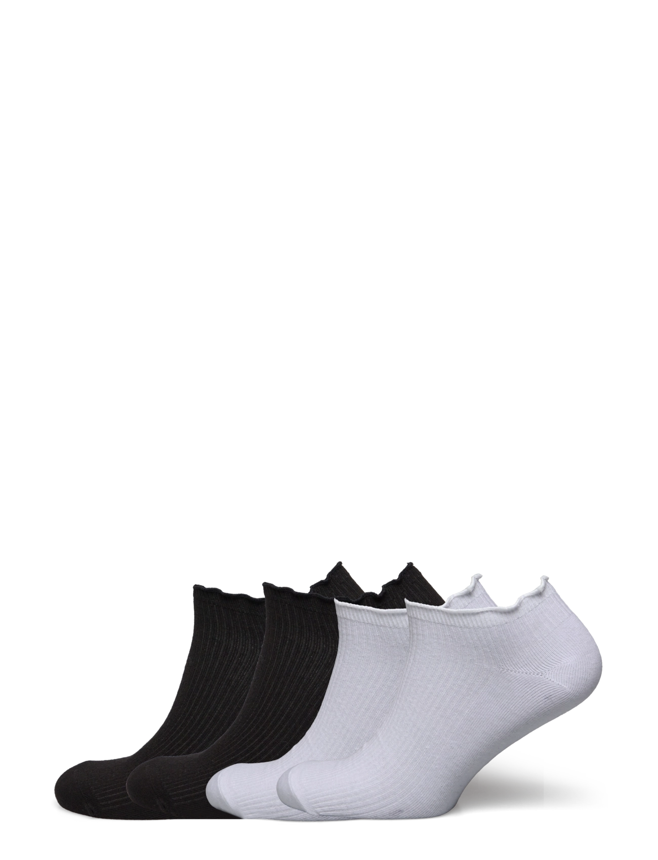 Lindex Sock ankle 4 p lettuce edge - Socken - BLACK / multi