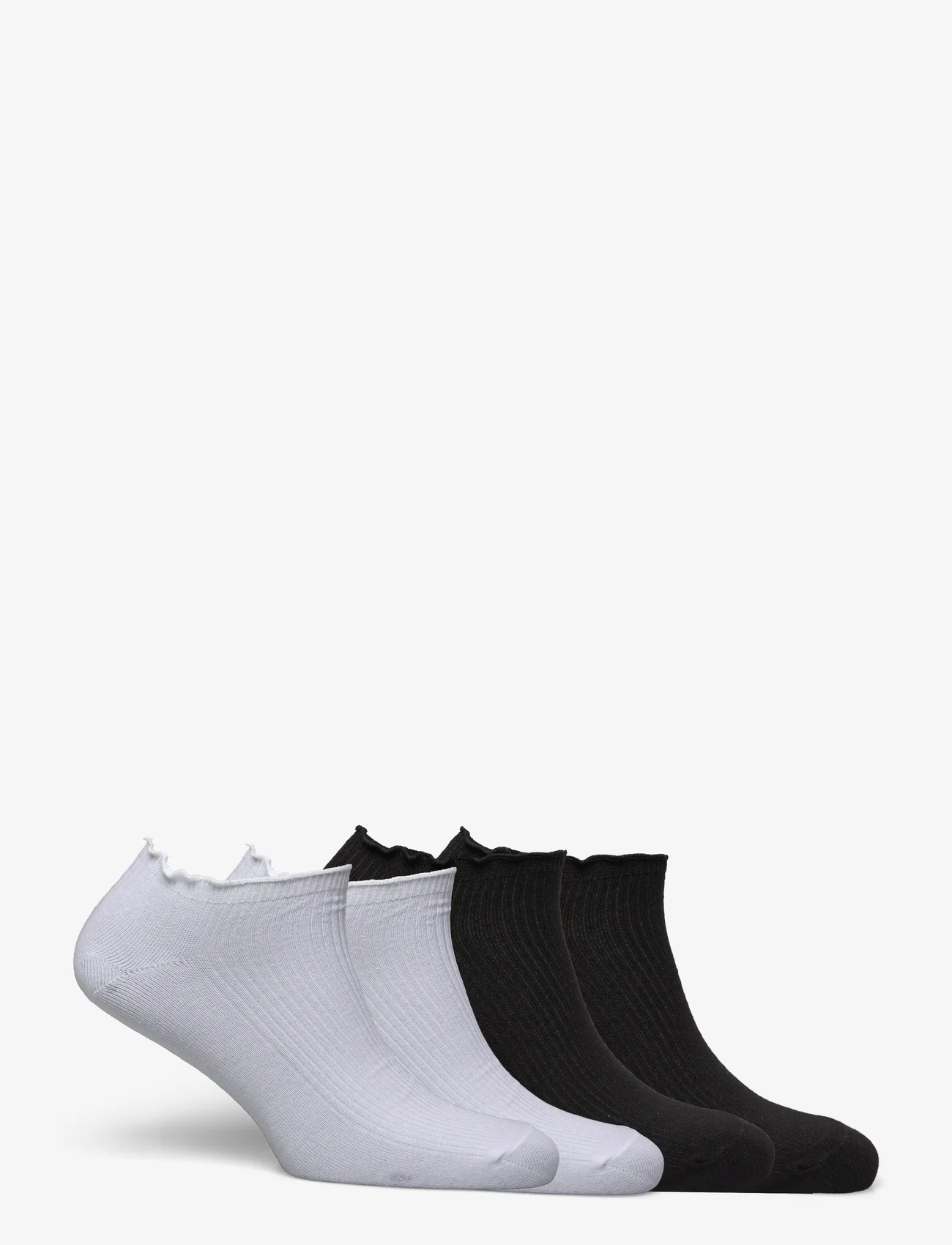 Lindex - Sock ankle 4 p lettuce edge - laveste priser - black - 1