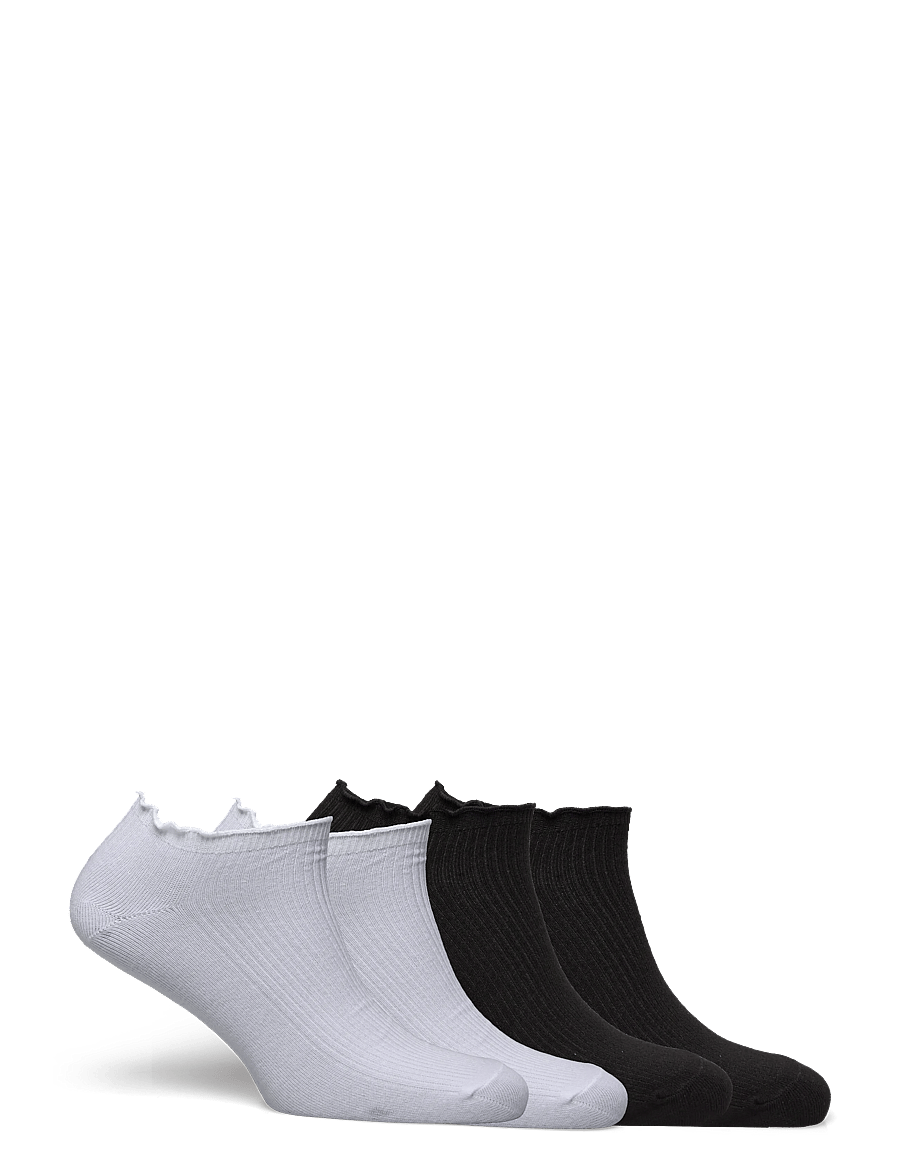Lindex - Sock Ankle 4 P Lettuce Edge - ankelstrumpor - black - 1