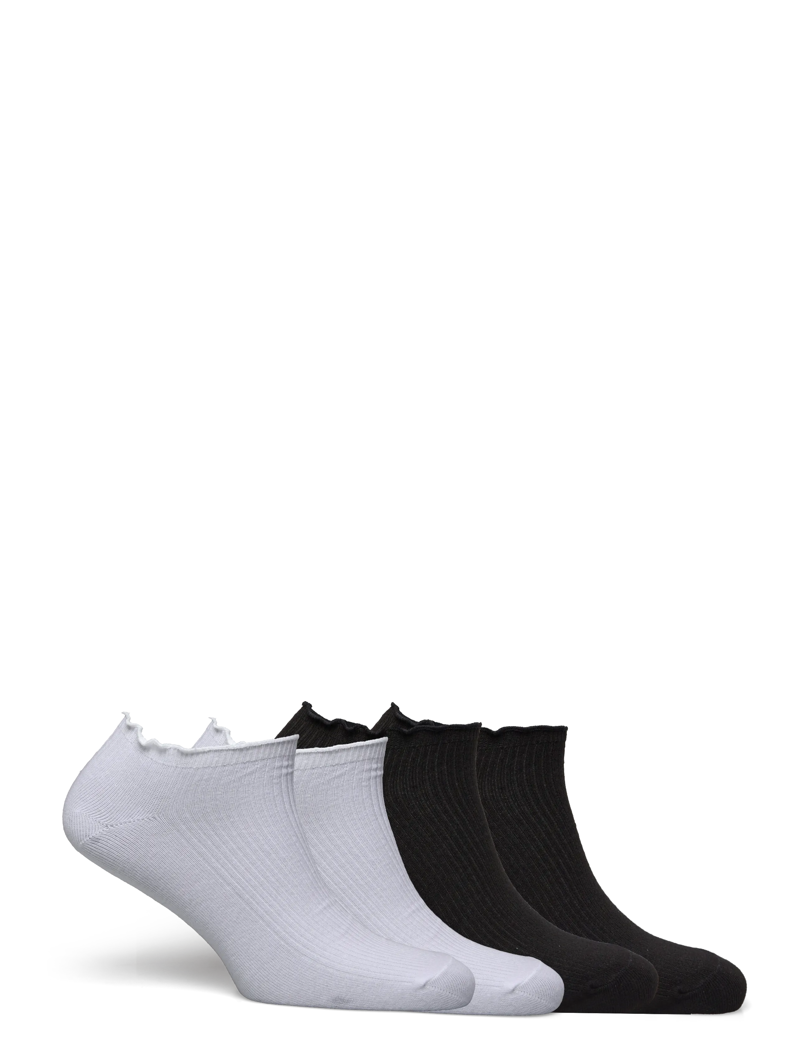 Lindex - Sock ankle 4 p lettuce edge - sneackersocken - black - 1