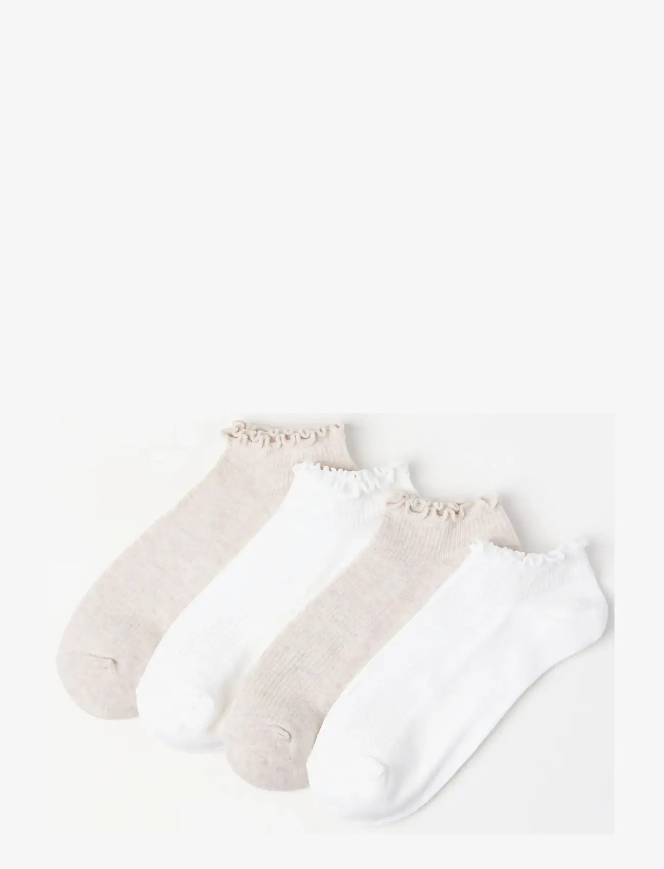 Lindex - Sock Ankle 4 P Lettuce Edge - sneackersocken - white - 0