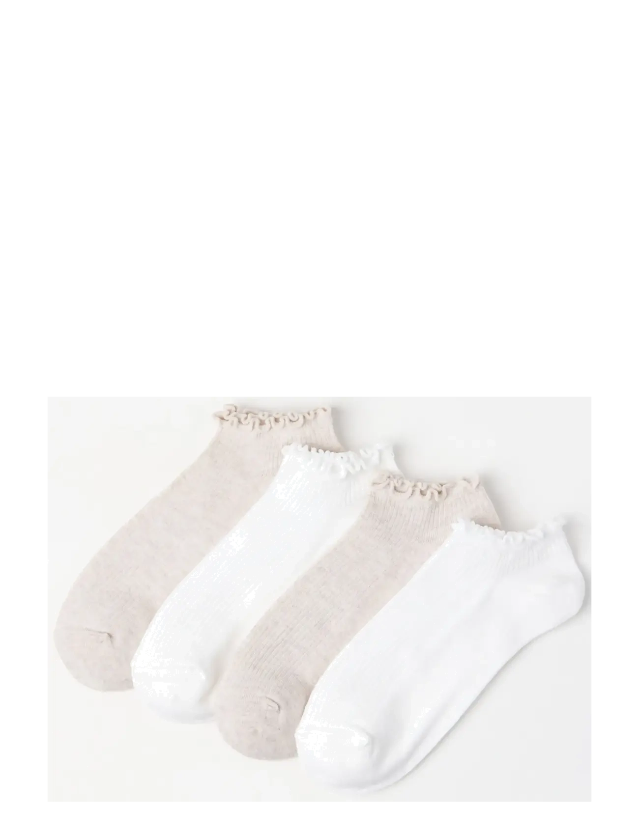 Lindex Sock ankle 4 p lettuce edge - Socken - WHITE / white