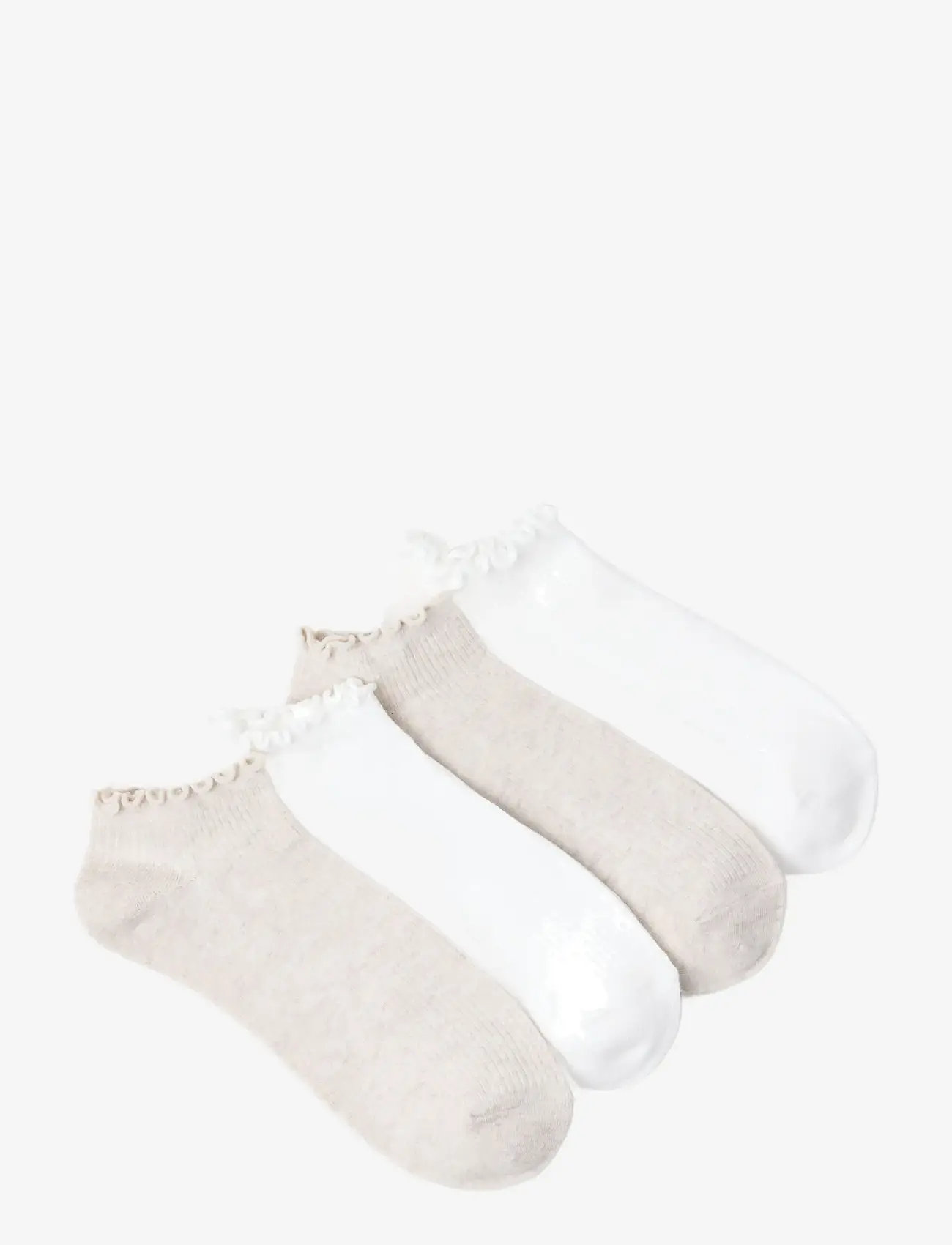 Lindex - Sock Ankle 4 P Lettuce Edge - sneackersocken - white - 1