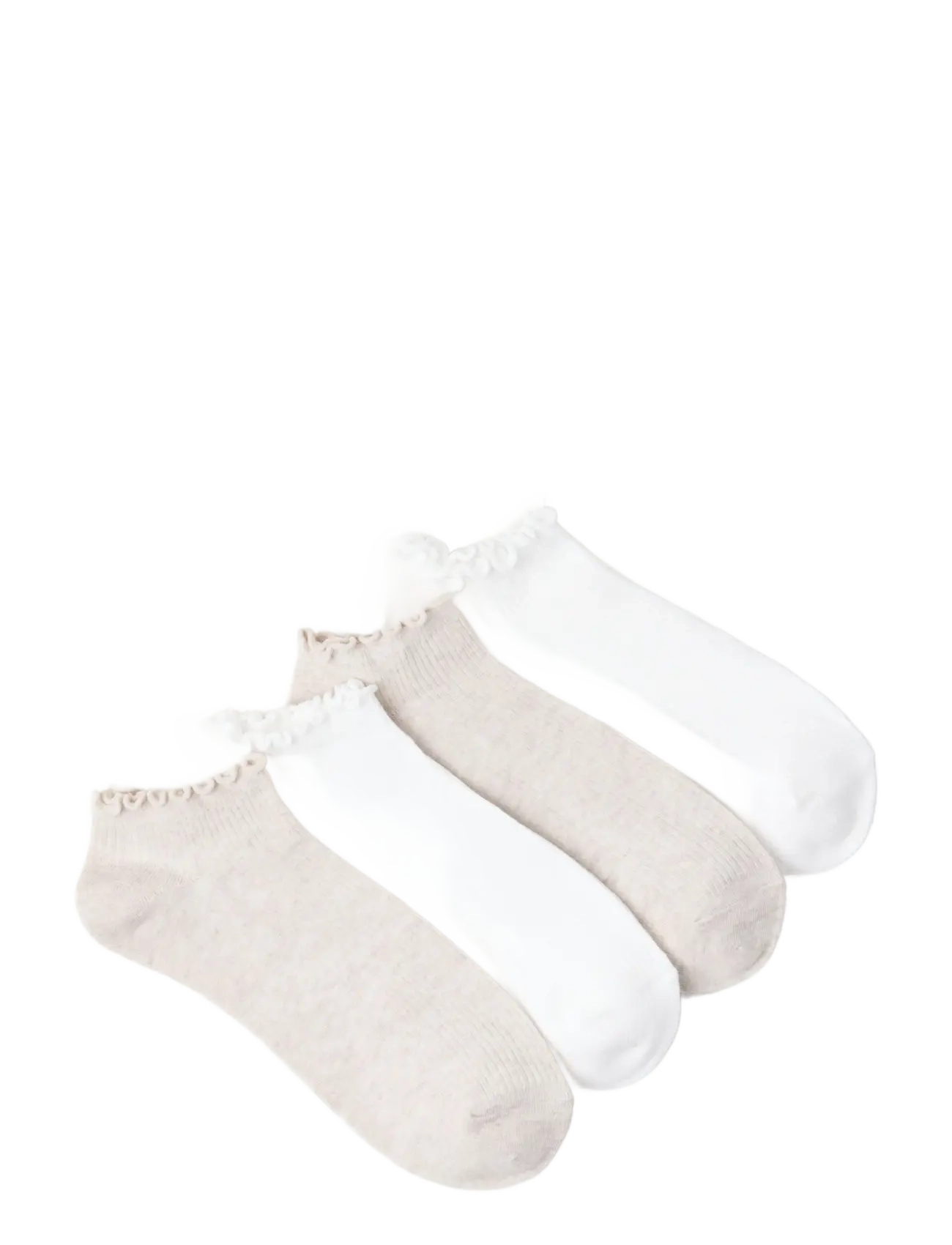 Lindex - Sock ankle 4 p lettuce edge - ankle socks - white - 1
