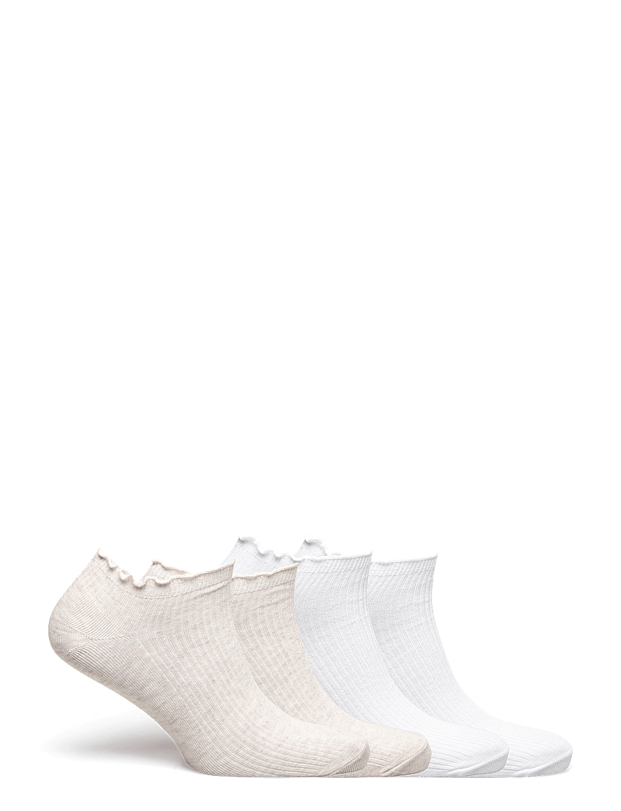 Lindex - Sock ankle 4 p lettuce edge - nilkkasukat - white - 3