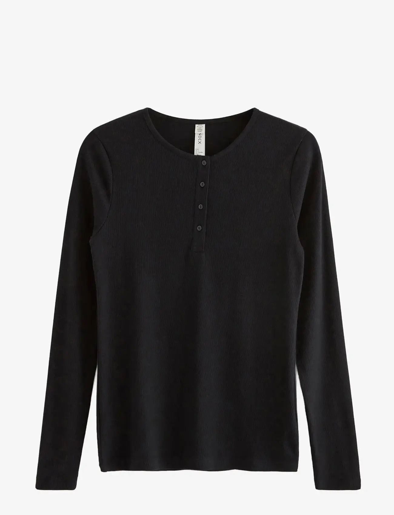Lindex - Ribbed long sleeve pyjama top - overdele - black - 1