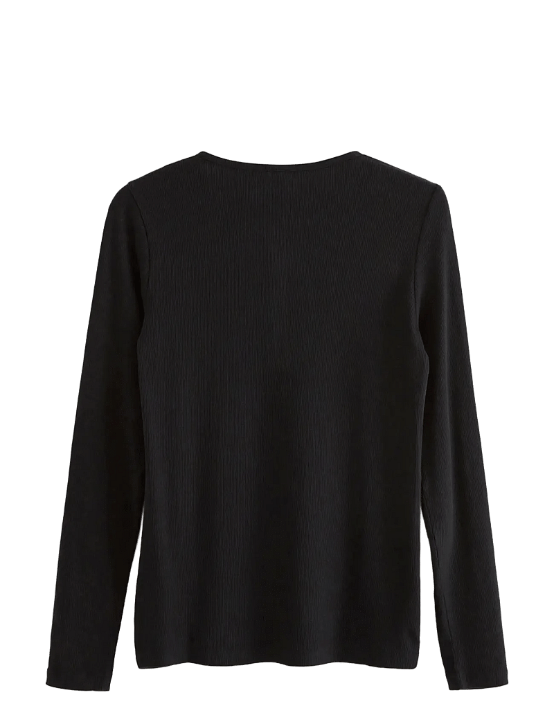 Lindex - Ribbed long sleeve pyjama top - oberteile - black - 2
