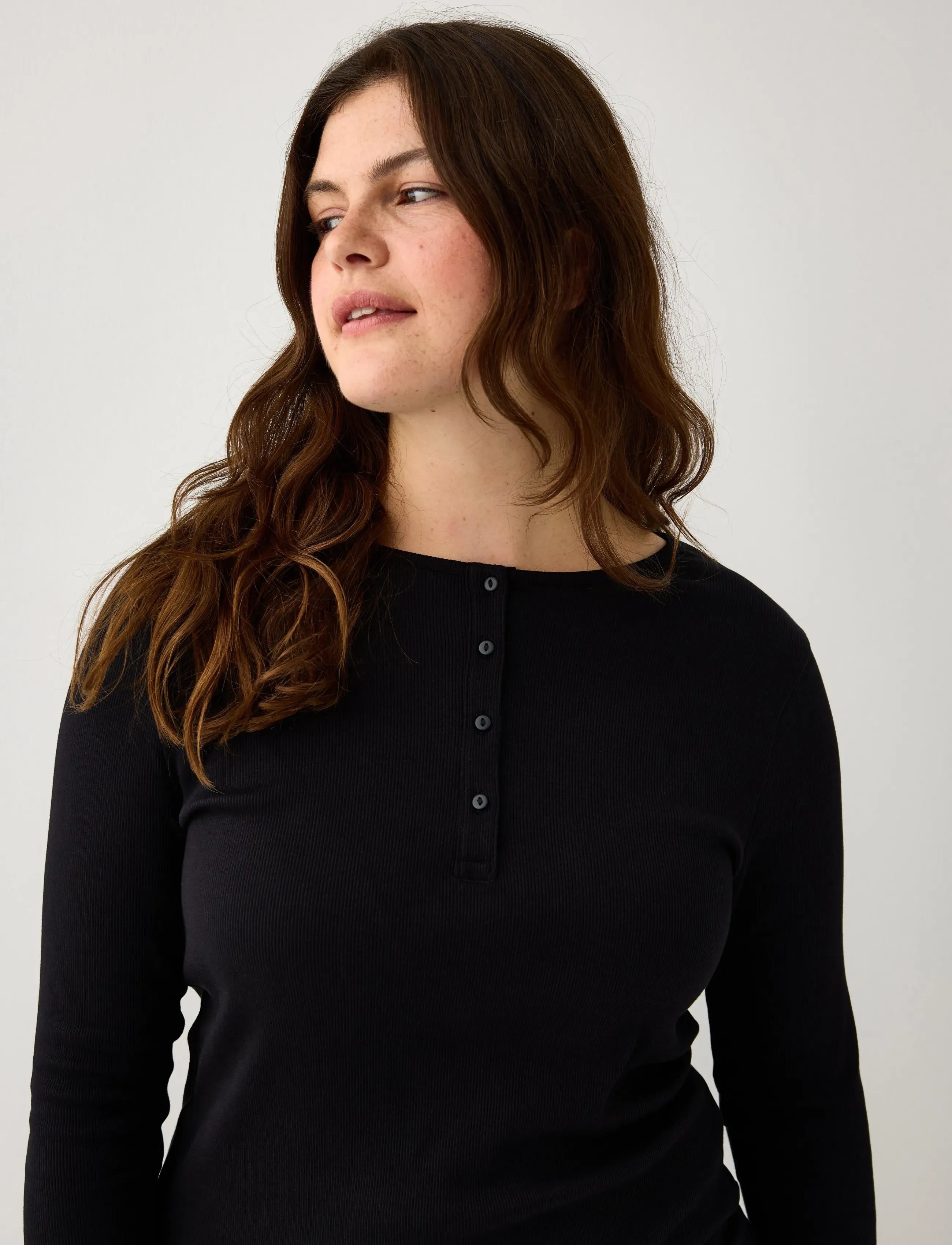 Lindex - Ribbed long sleeve pyjama top - tops - black - 4