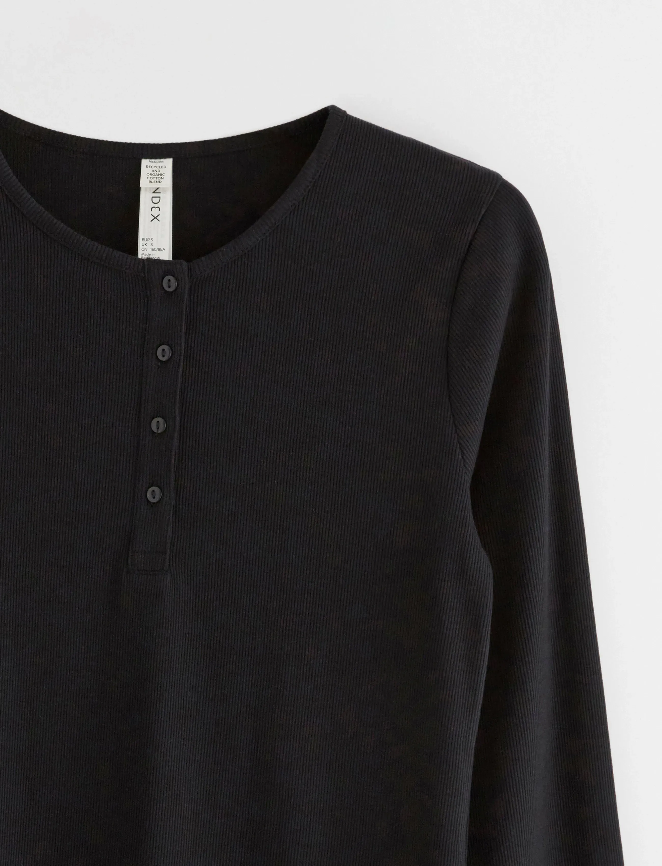 Lindex - Ribbed long sleeve pyjama top - tops - black - 5