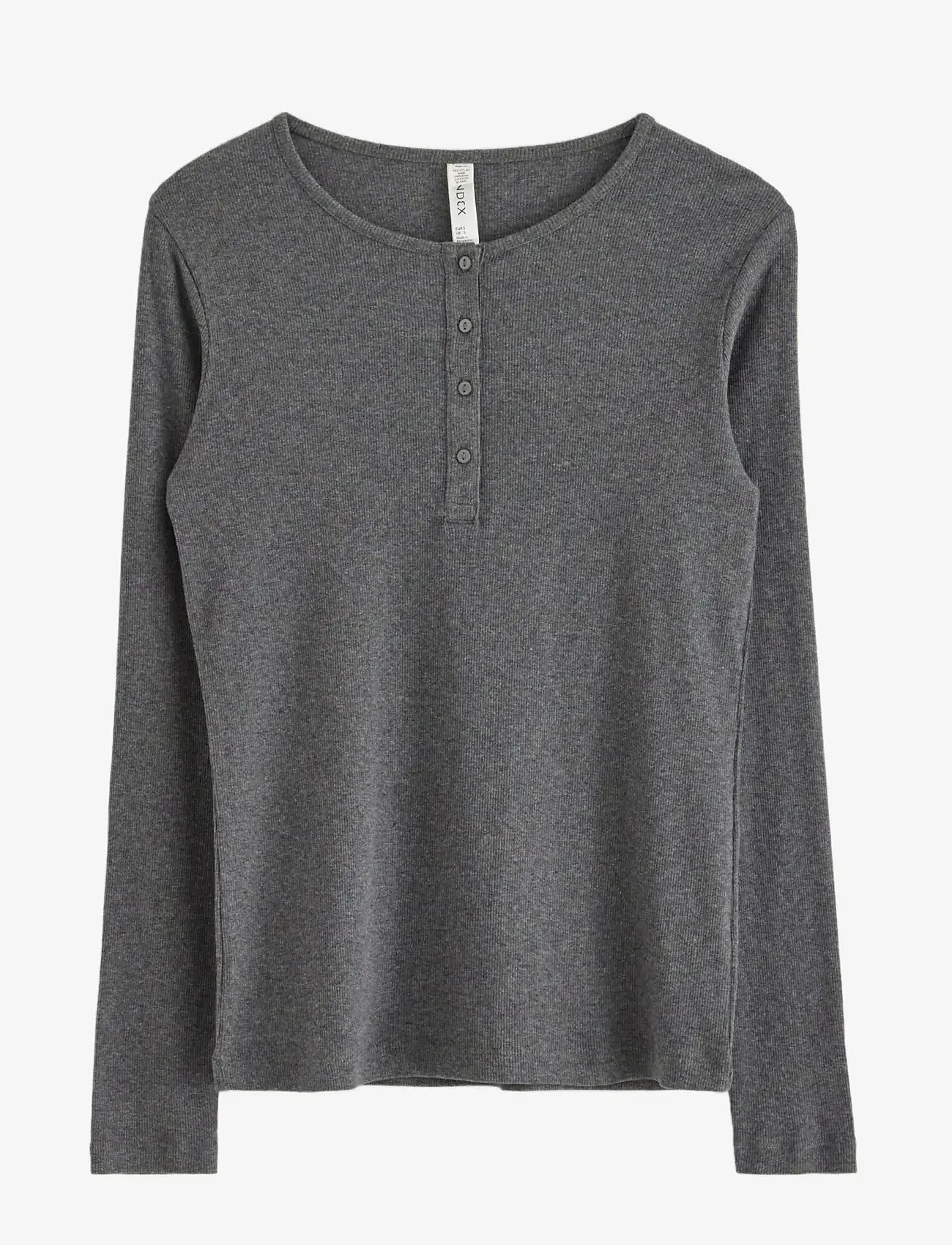 Lindex - Top LS rib - oberteile - dark grey melange - 1