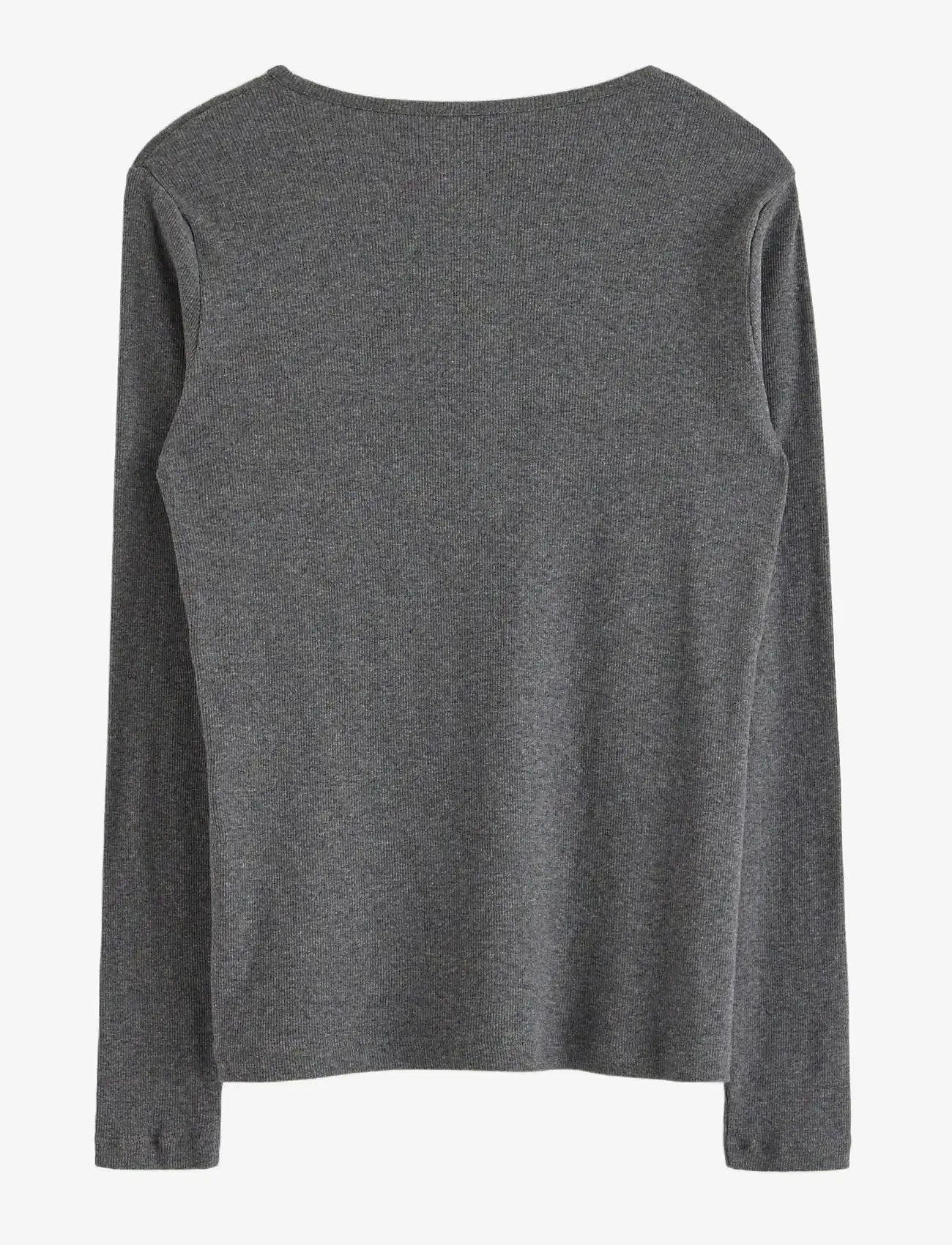 Lindex - Top LS rib - oberteile - dark grey melange - 2