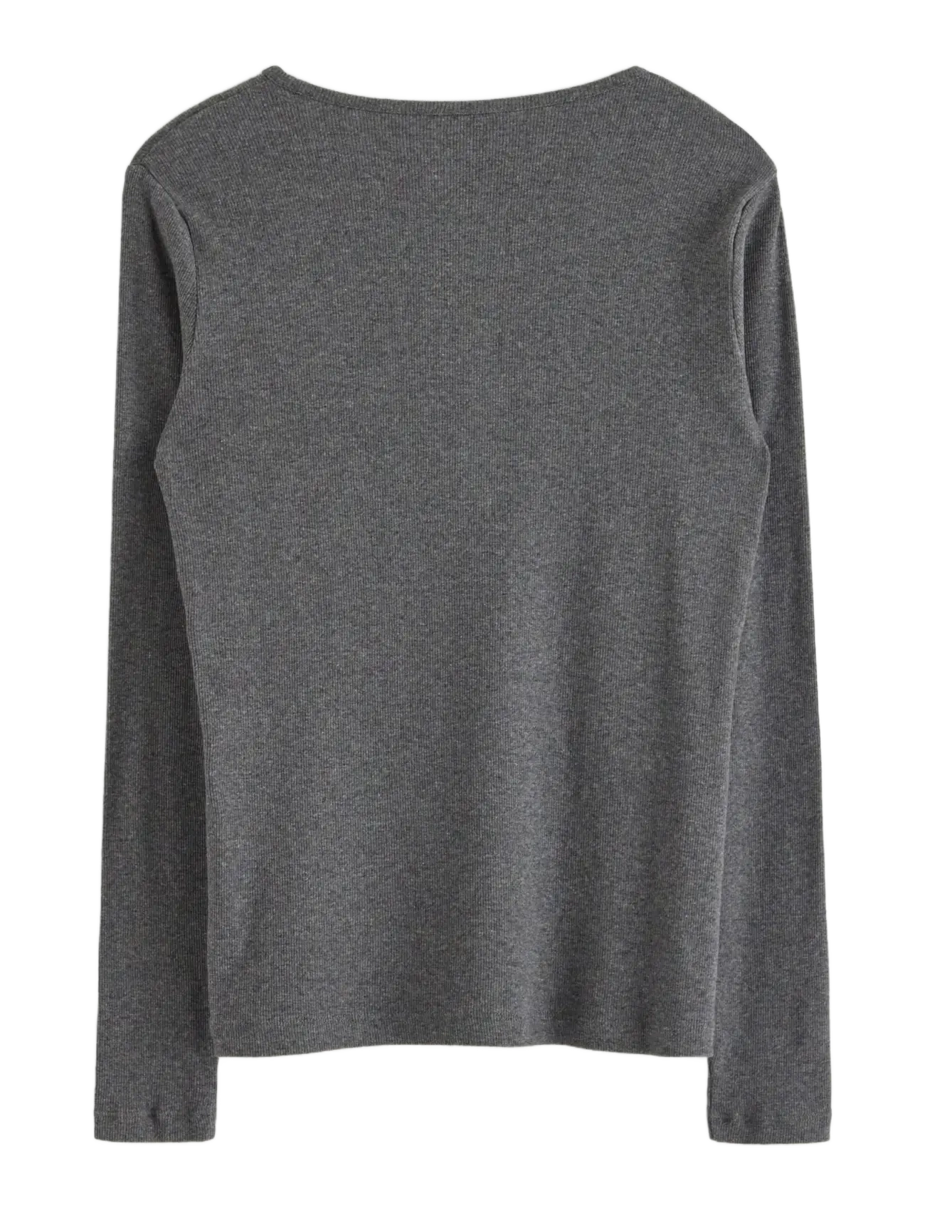 Lindex - Ribbed long sleeve pyjama top - tops - dark grey melange - 2