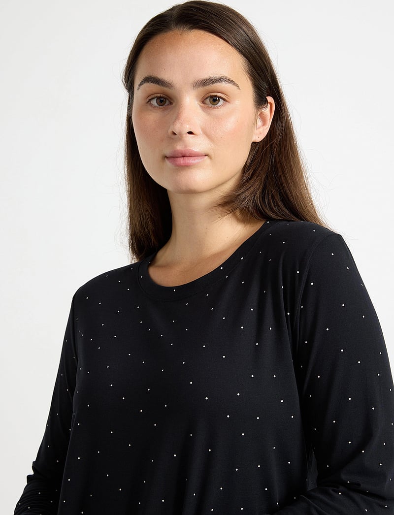 Lindex - LS nightdress aop jersey - nattlinnen - black - 4