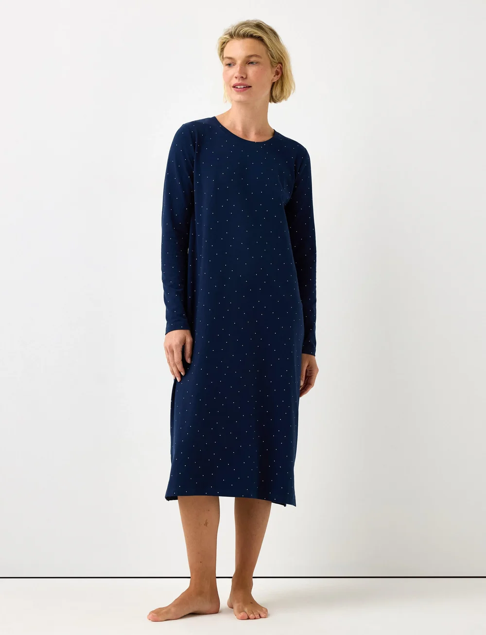 Lindex - LS nightdress aop jersey - nightdresses - navy - 0