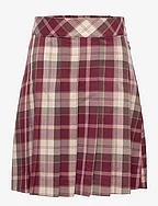 Skirt Hedda pleated check - DK DUSTY RED