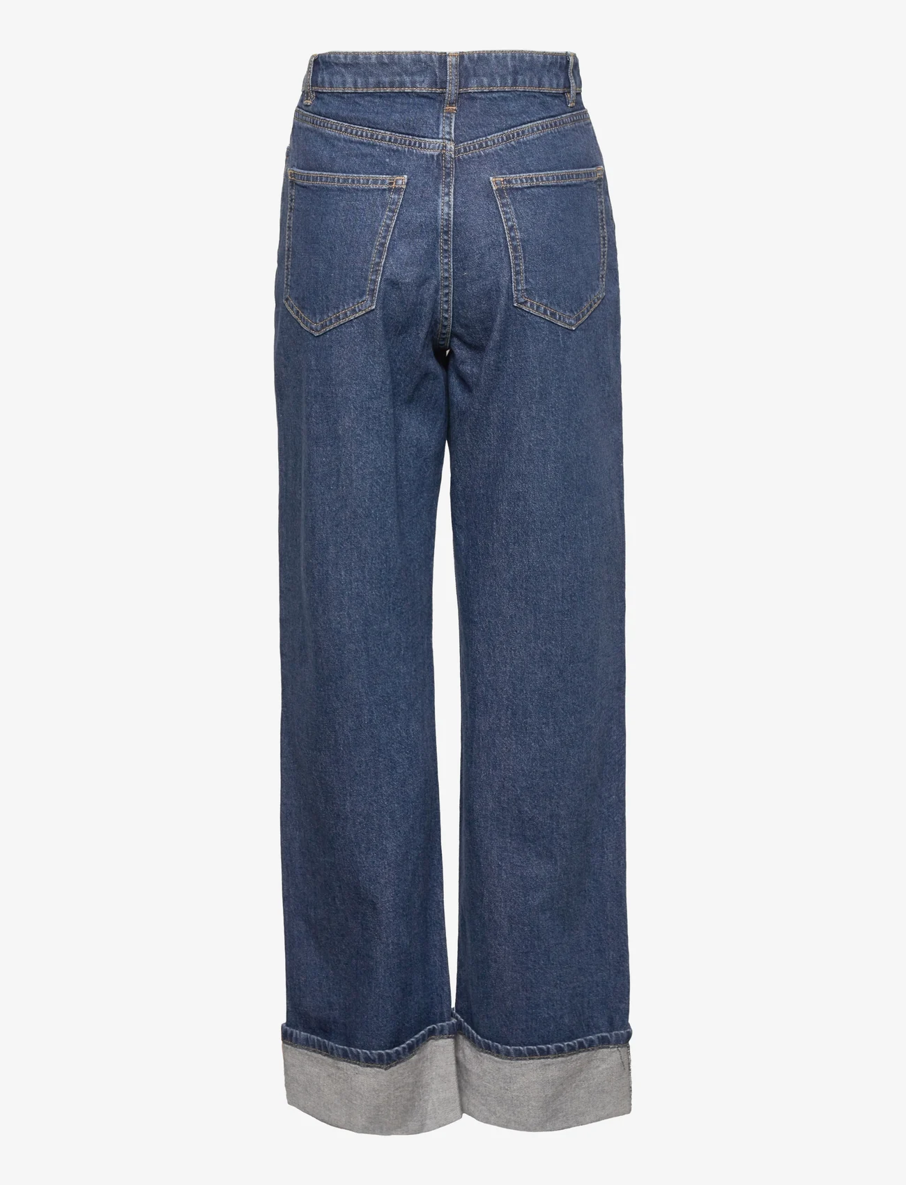 Lindex - Trousers denim Vanja folded le - platėjantys apačioje - dark denim - 1