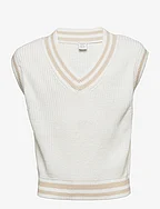 Sweater vest knitted stripe - WHITE