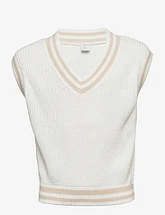 Lindex - Sweater vest knitted stripe - najniższe ceny - white - 0