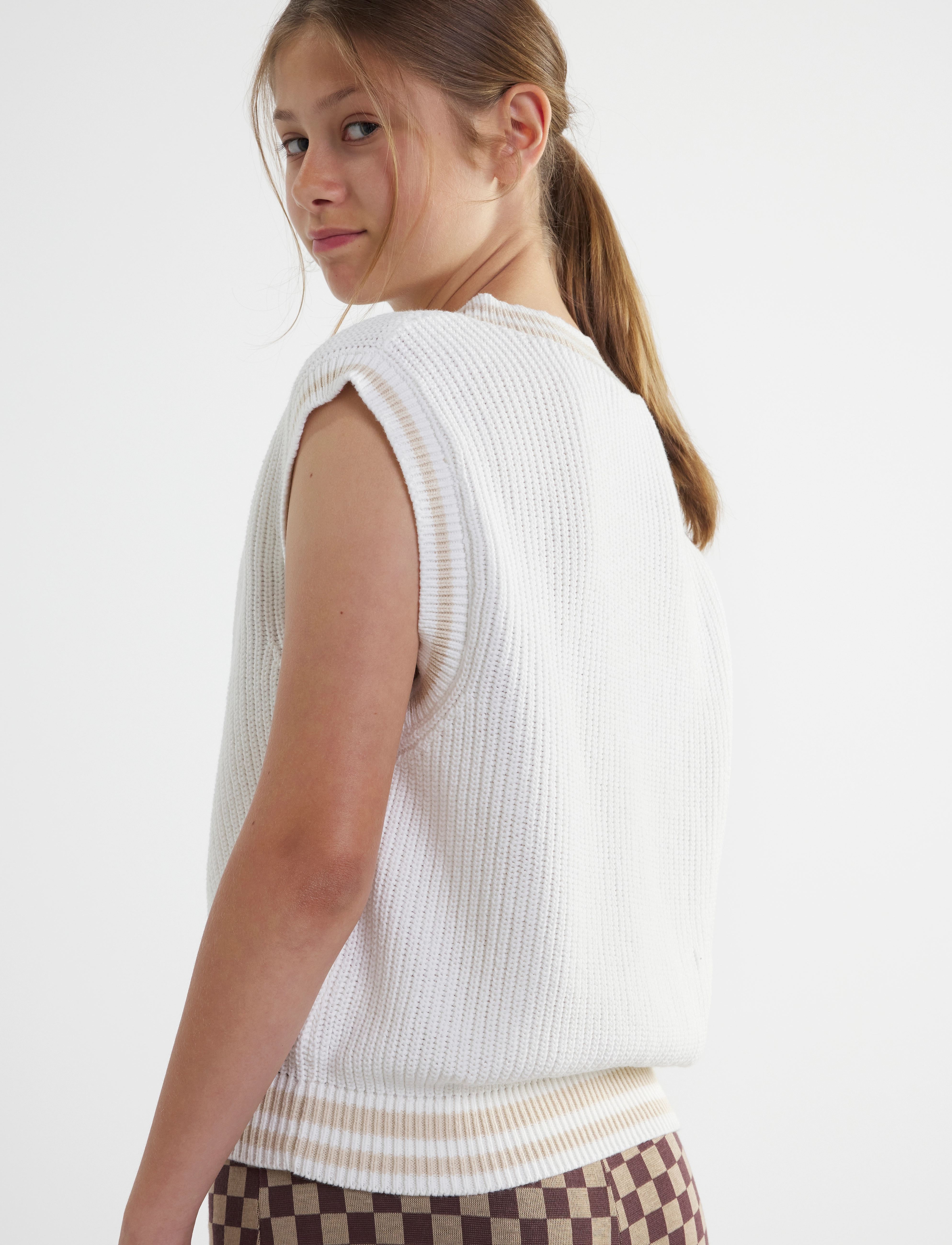 Lindex - Sweater vest knitted stripe - laveste priser - white - 4