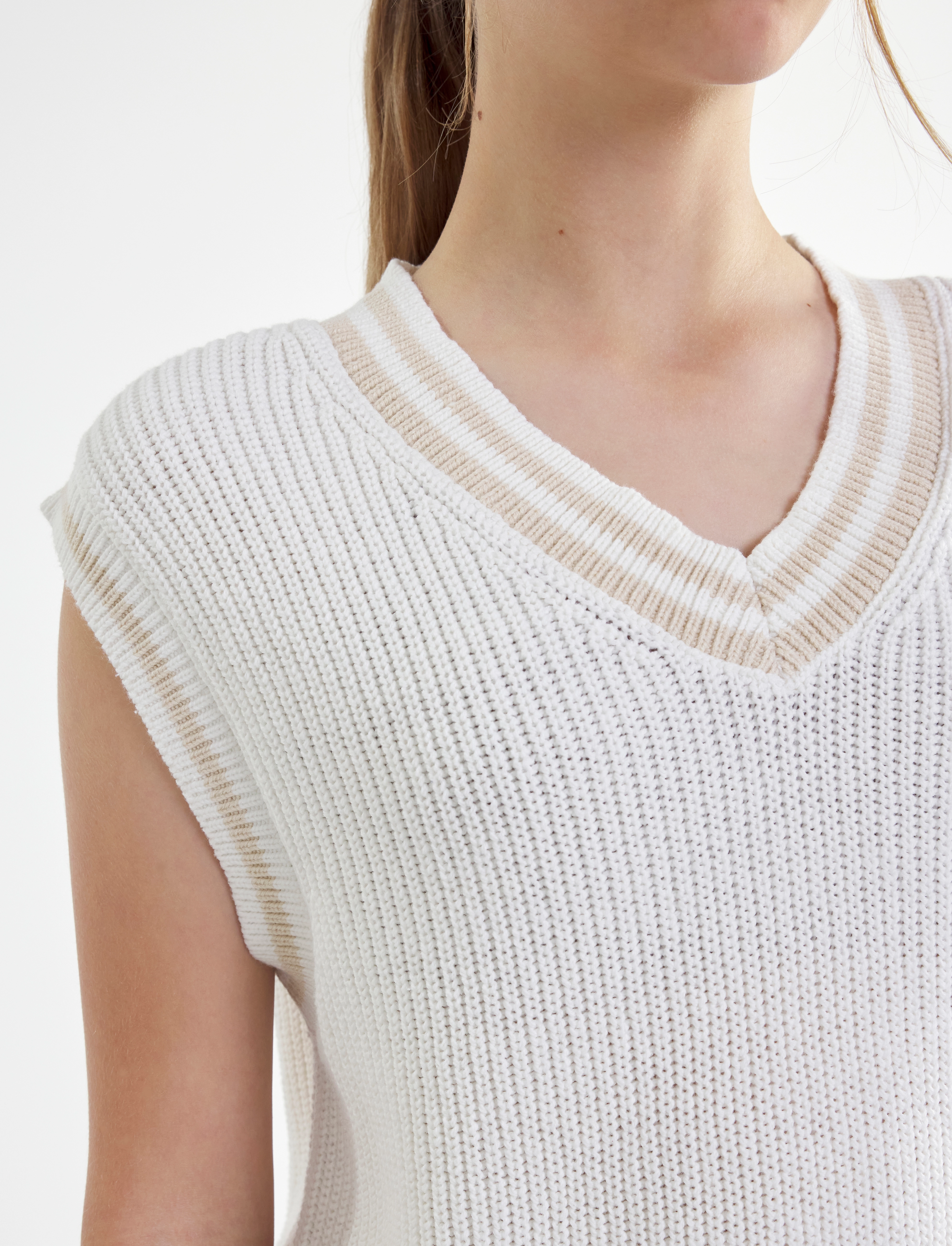 Lindex - Sweater vest knitted stripe - laveste priser - white - 5