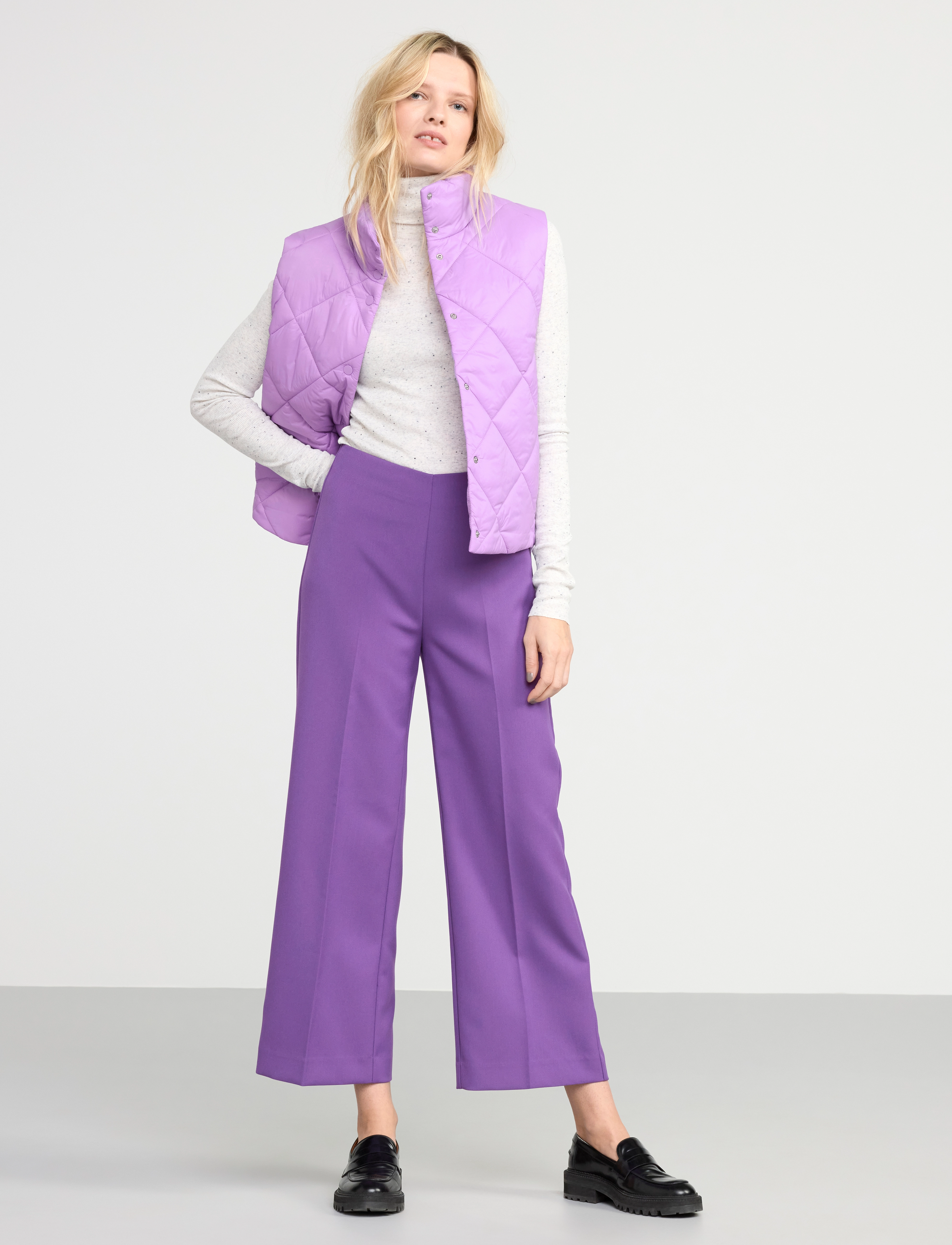 Lindex - Trouser Lykke cropped - bukser med brede ben - lilac - 3