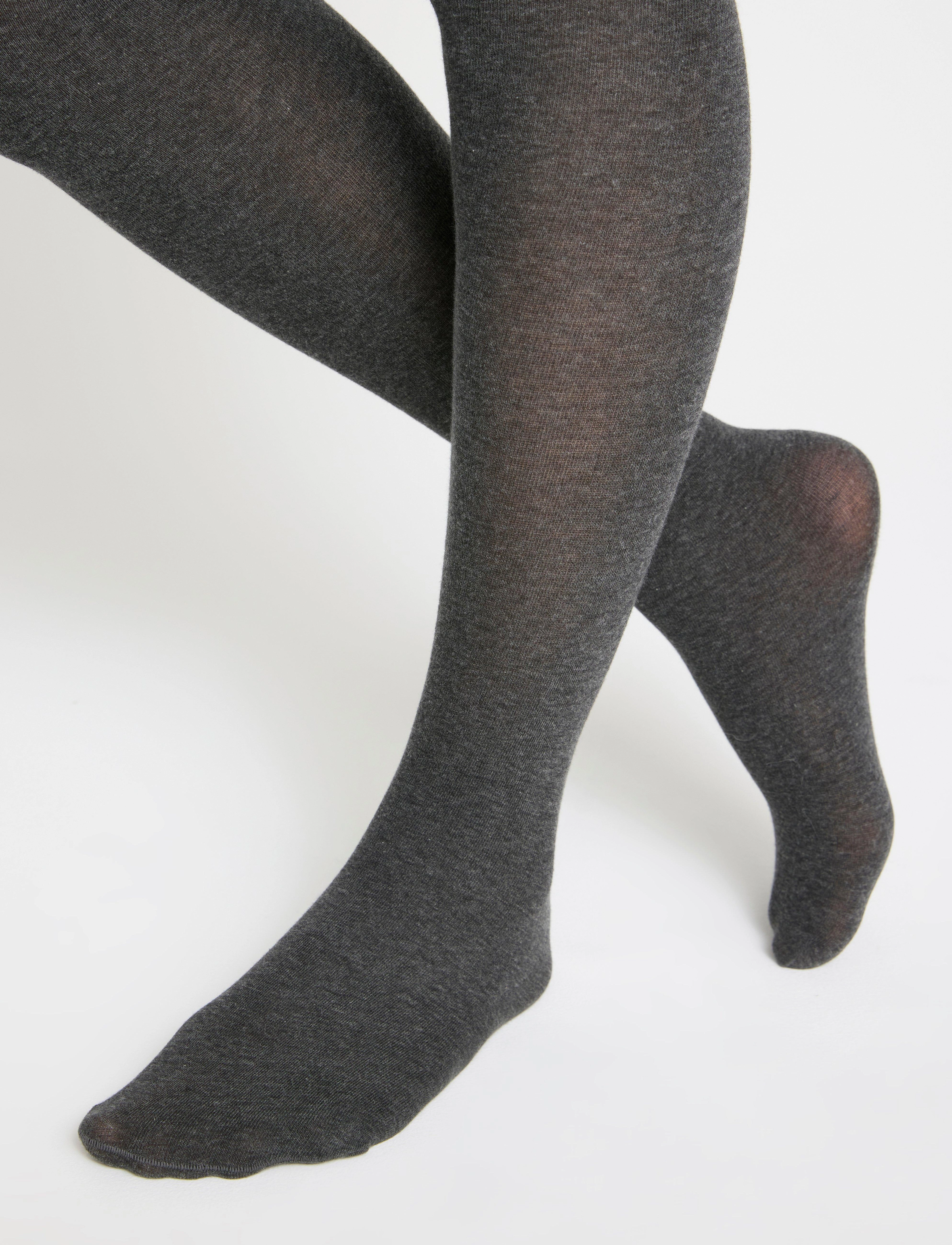 Lindex - Knitted cotton blend tights - dark grey - 5