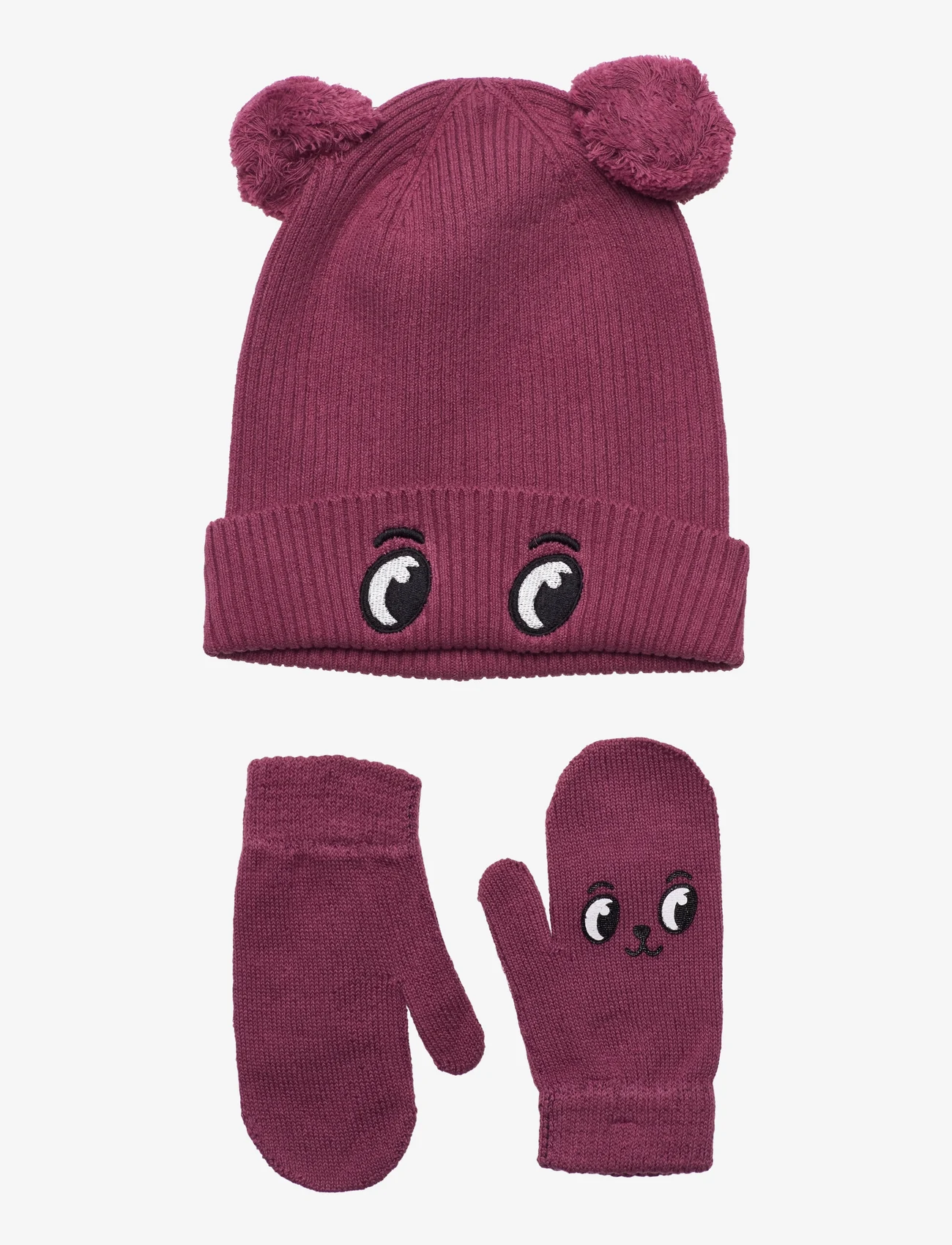 Lindex - Knitted set animal beanie and - lowest prices - dark dusty pink - 0
