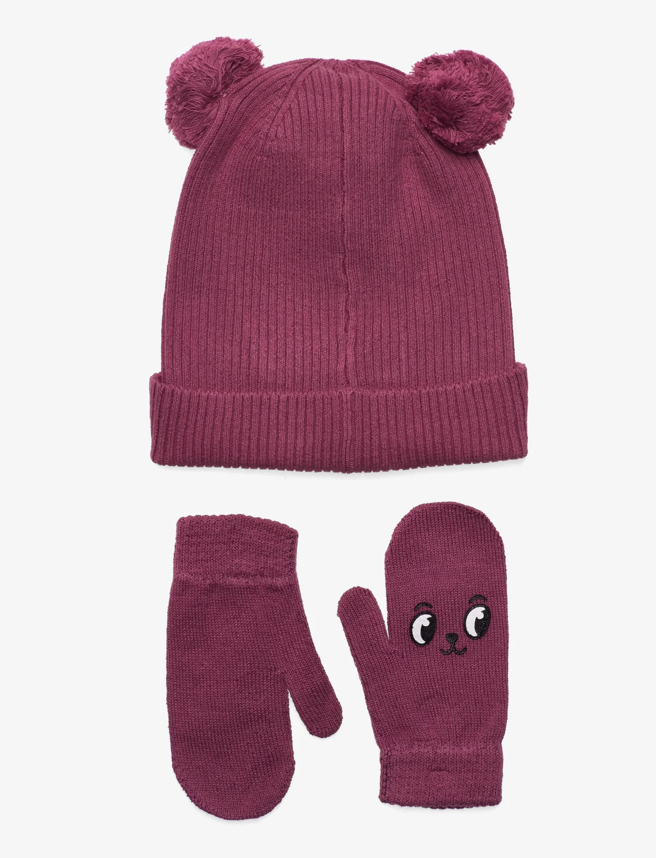 Lindex - Knitted set animal beanie and - mažiausios kainos - dark dusty pink - 1