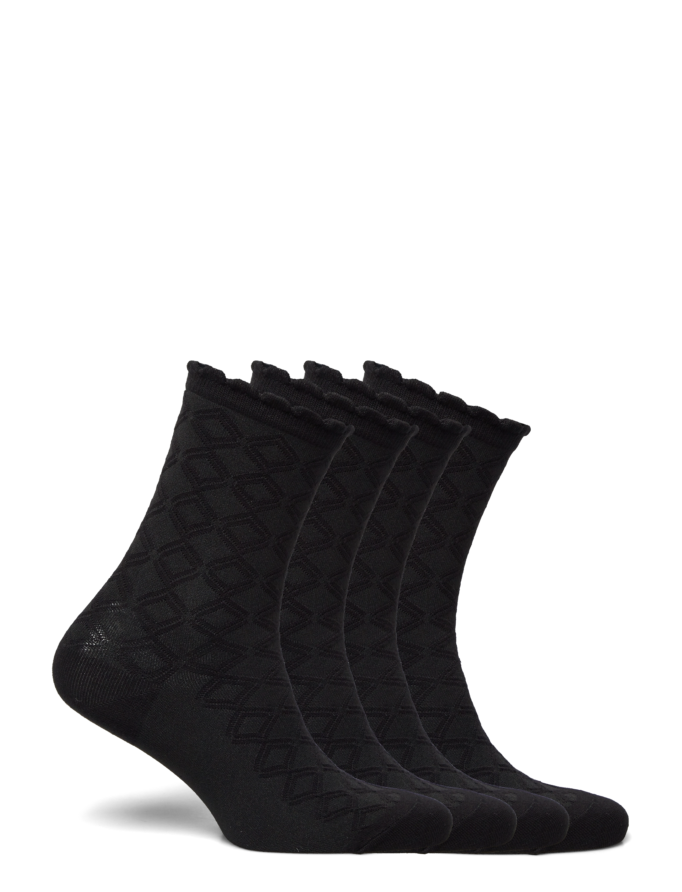 Lindex - Sock 4 p Structures - laveste priser - black - 1