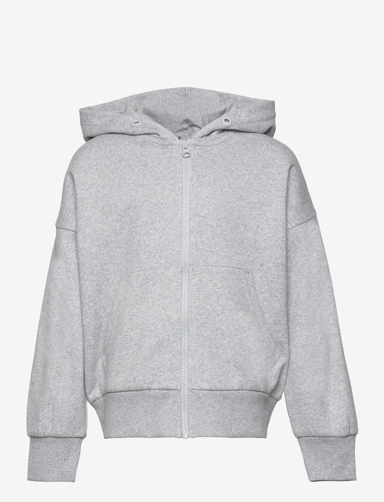 Lindex - Sweatshirt hoodie w zip solid - hættetrøjer - grey melange - 1