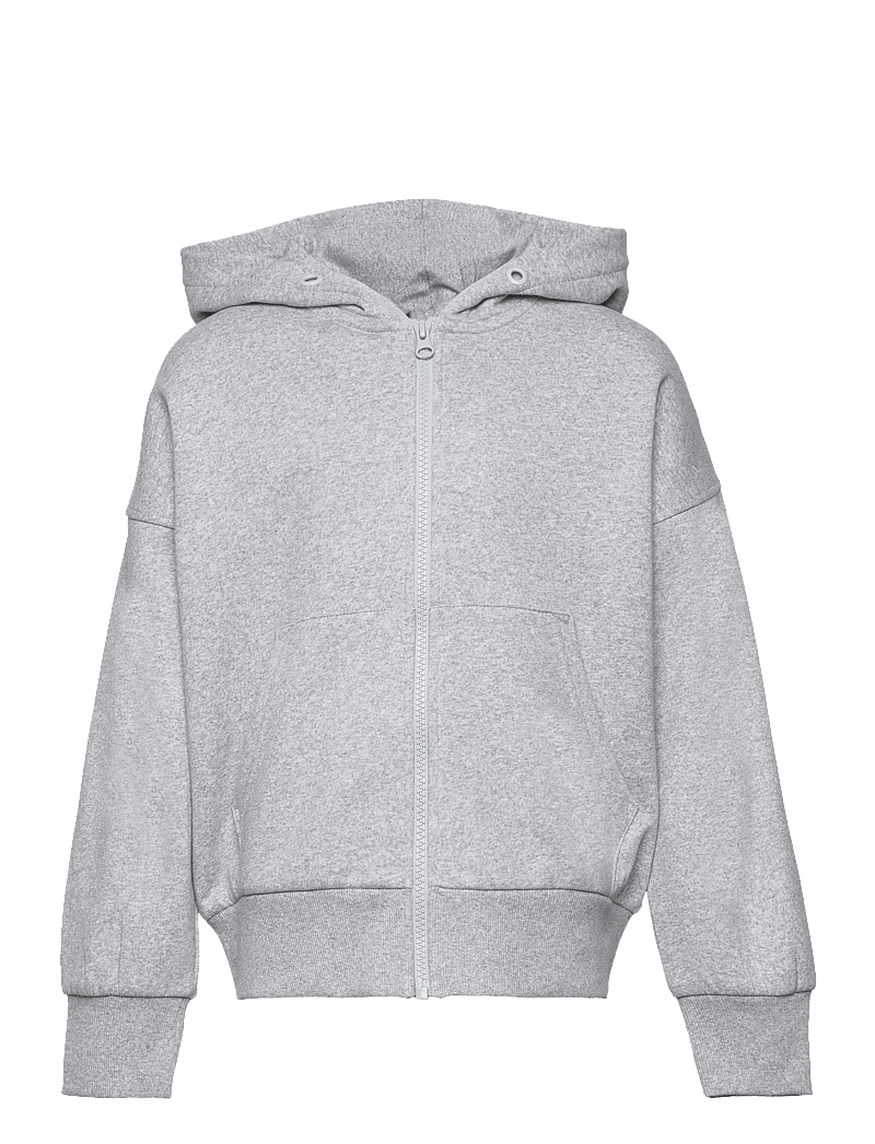 Lindex - Sweatshirt hoodie w zip solid - kapuutsiga dressipluusid - grey melange - 1
