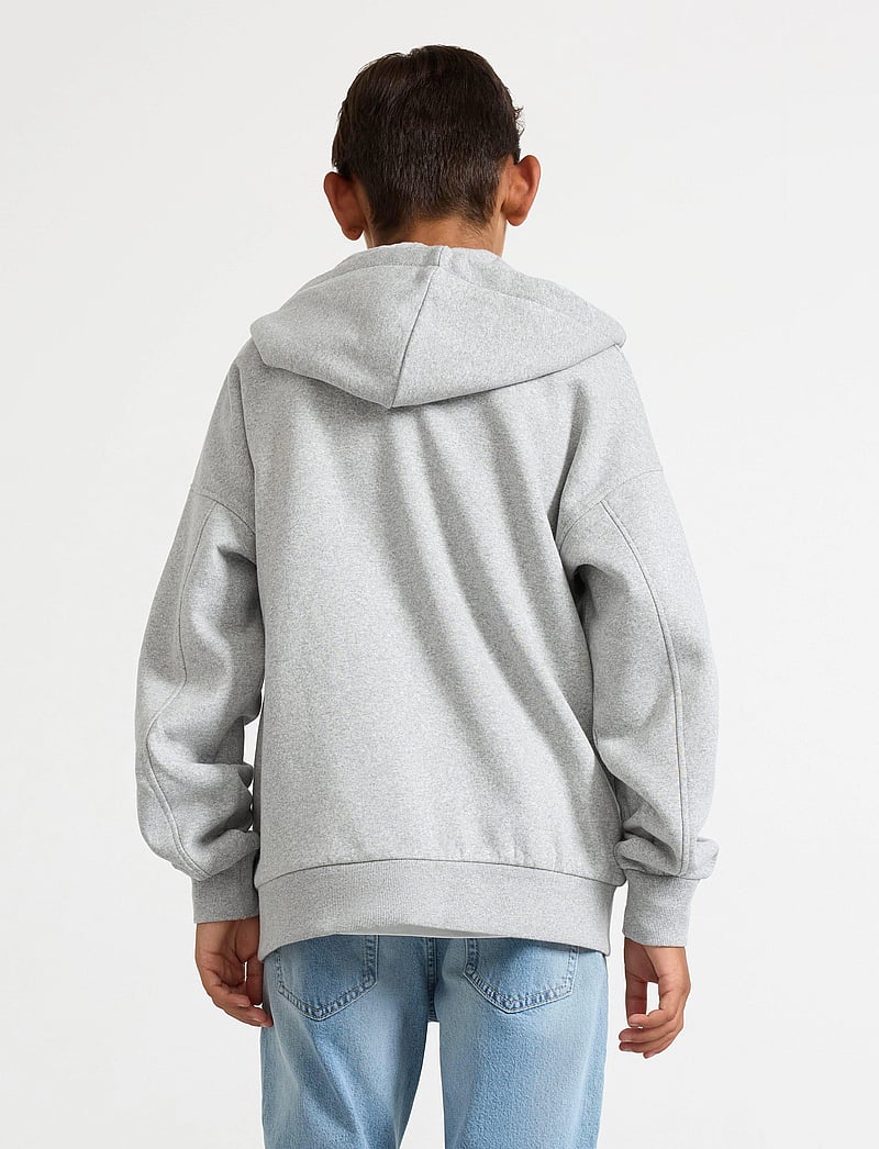 Lindex - Sweatshirt hoodie w zip solid - kapuutsiga dressipluusid - grey melange - 3