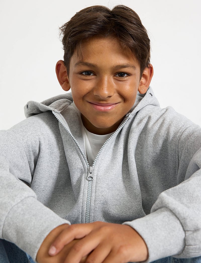 Lindex - Sweatshirt hoodie w zip solid - kapuutsiga dressipluusid - grey melange - 4