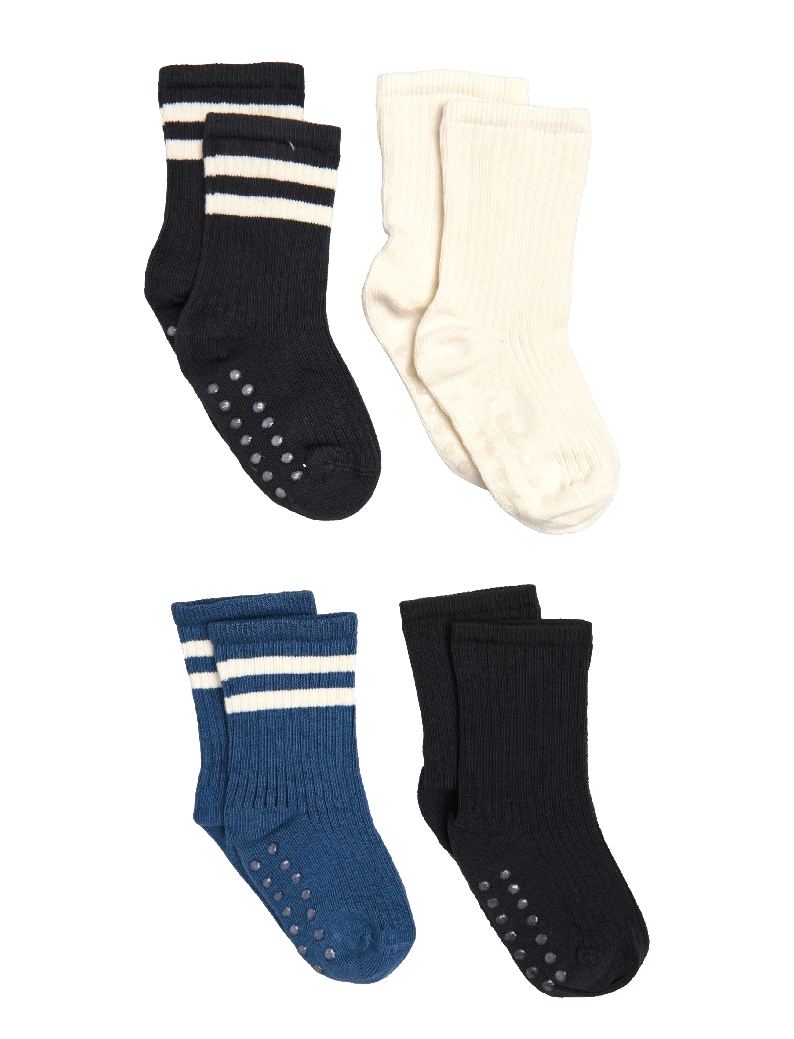 Lindex - Sock 4p sock ribb with stripe - dark dusty blue - 0