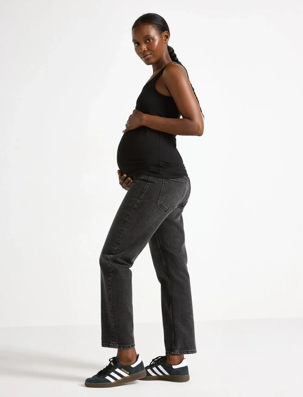 Lindex - Trousers denim MOM Nea washed - underdele - black - 0