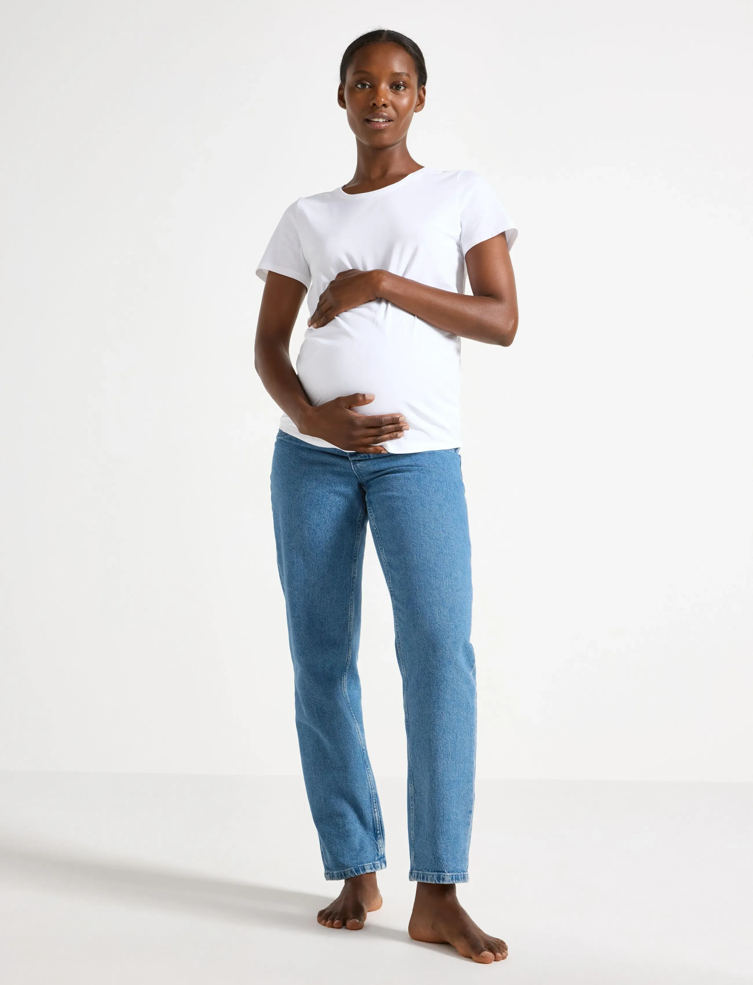 Lindex Mom Straight Nea Cropped Maternity Jeans, Kvinder, Straight Cropped Maternity Jeans, Blå, Str: 44