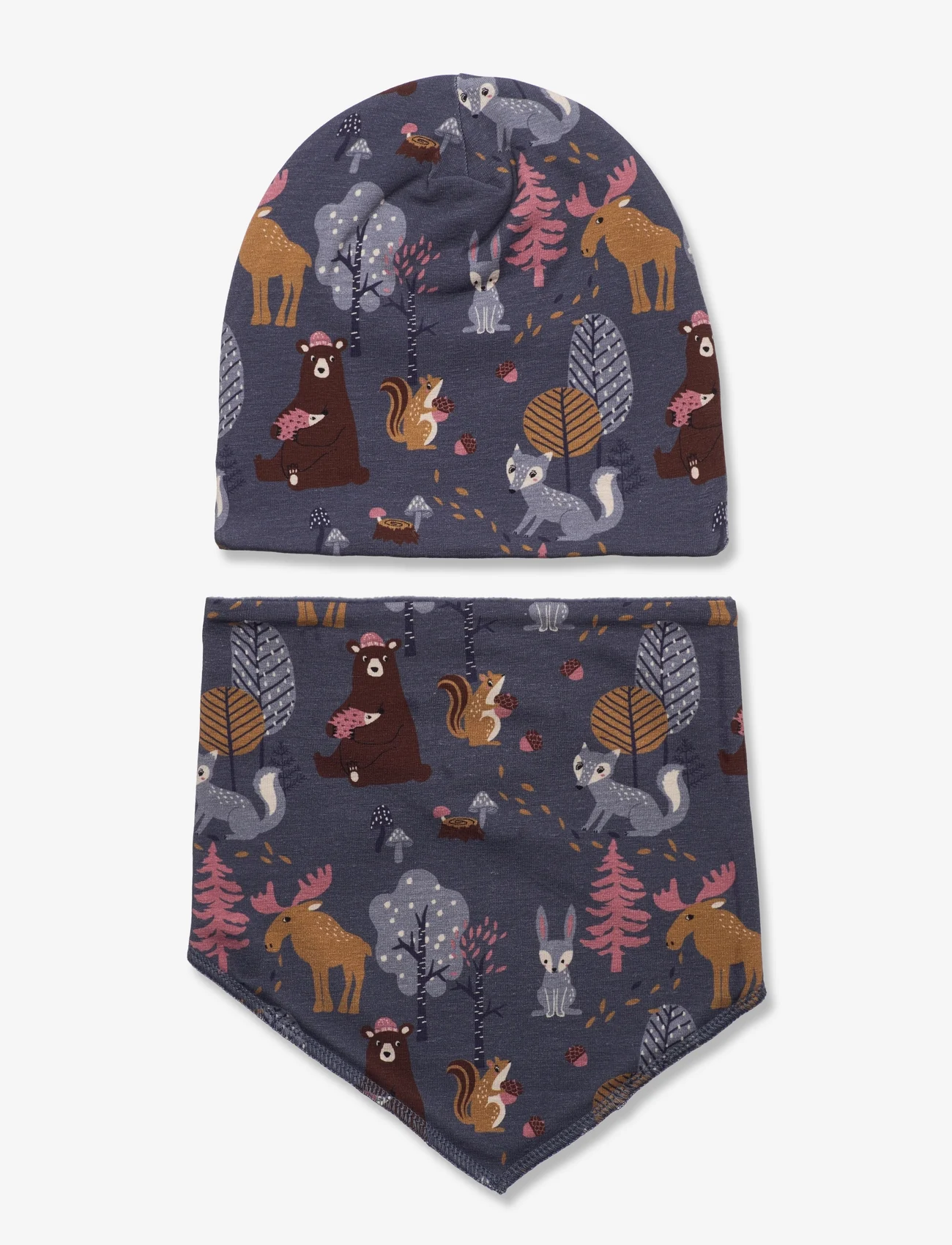 Lindex - Jersey beanie and scarf forest - dark dusty blue - 0