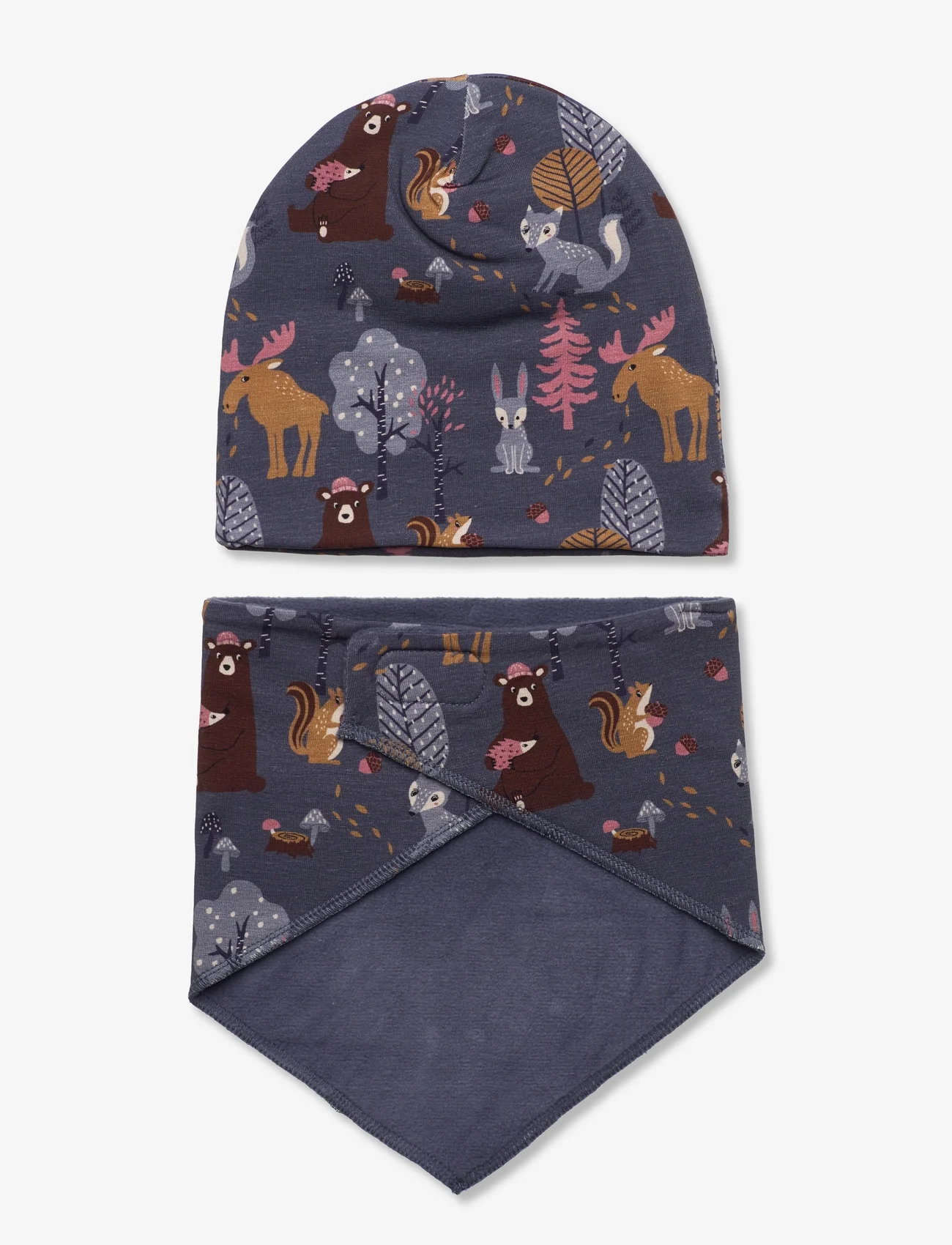 Lindex - Jersey beanie and scarf forest - dark dusty blue - 1