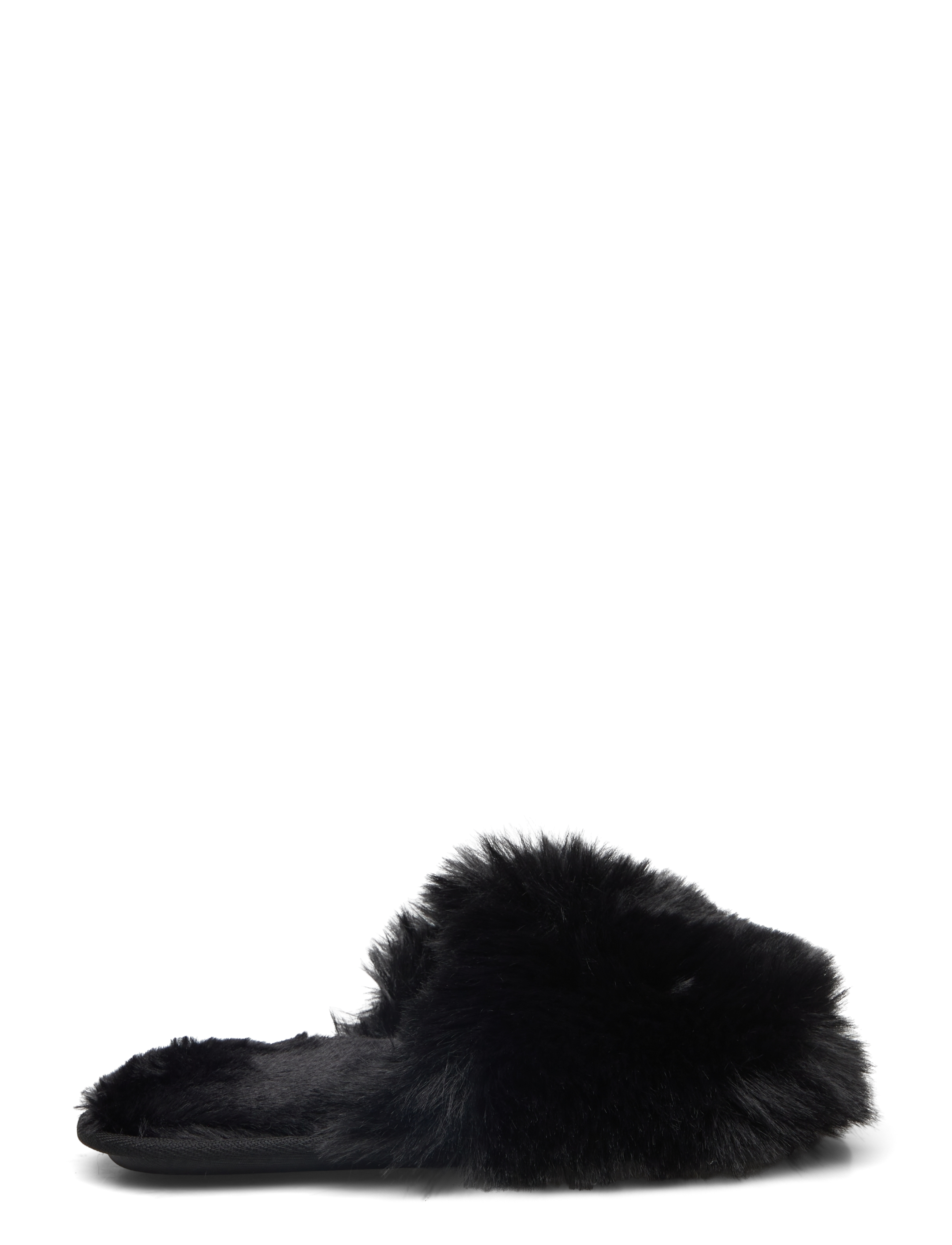 Lindex - Slippers in faux fur - black - 1