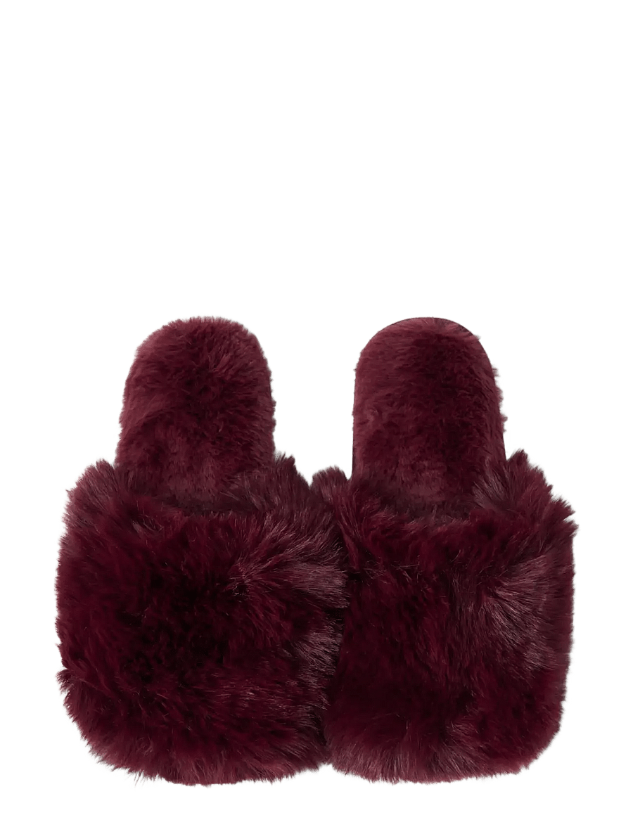 Lindex - Slippers in faux fur - modetrender - dark dusty red - 0