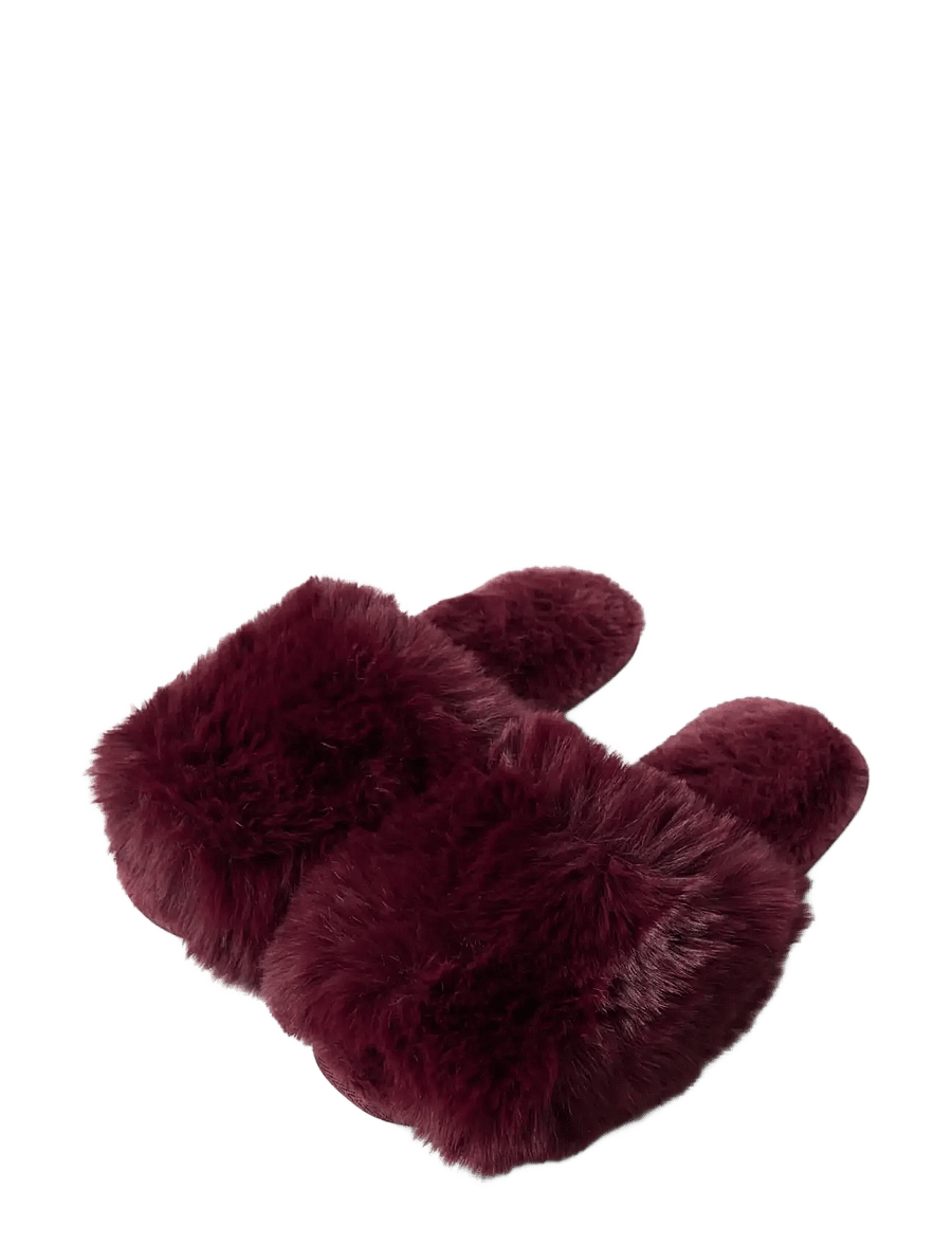 Lindex - Slippers in faux fur - modetrender - dark dusty red - 1