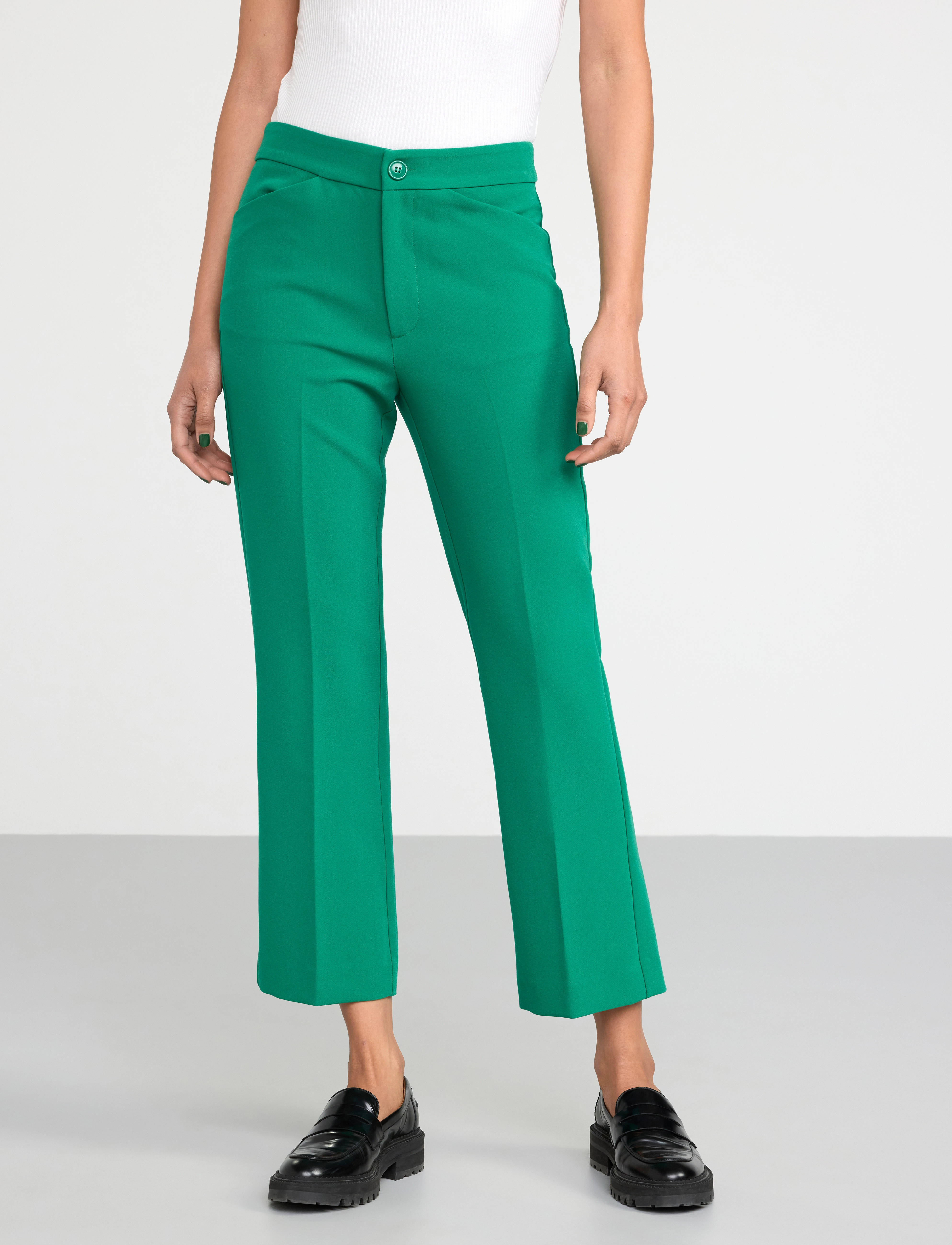 Lindex Trousers Disa kick flare - Püksid - DARK GREEN / green