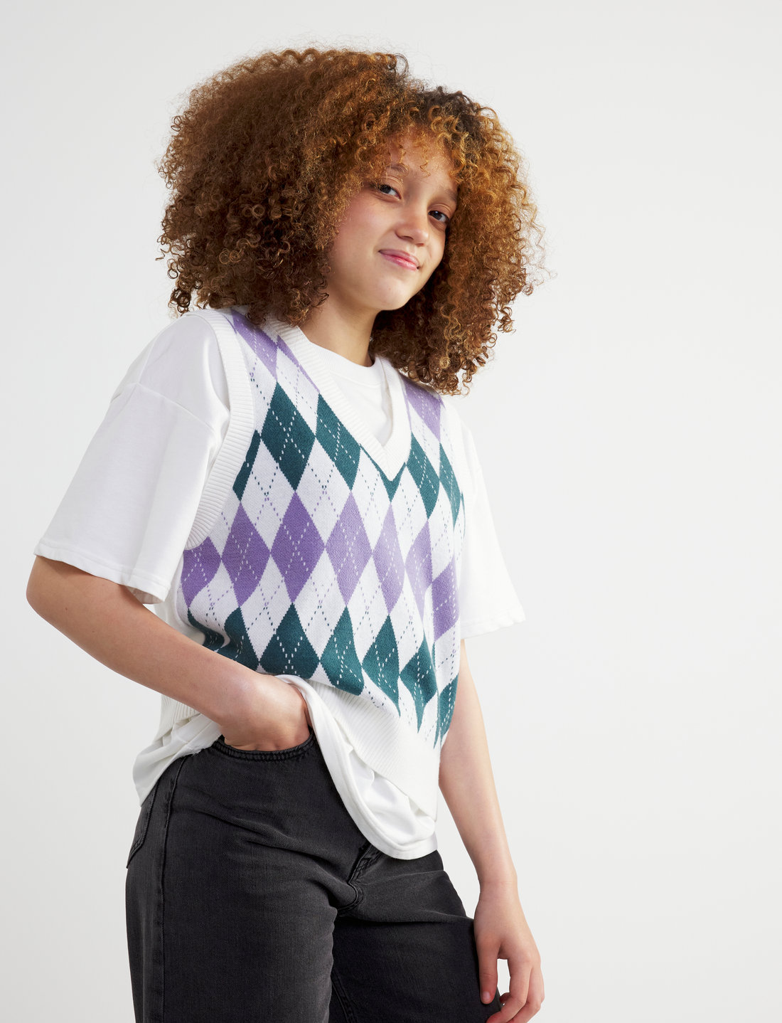 Womens argyle 2025 sweater vest