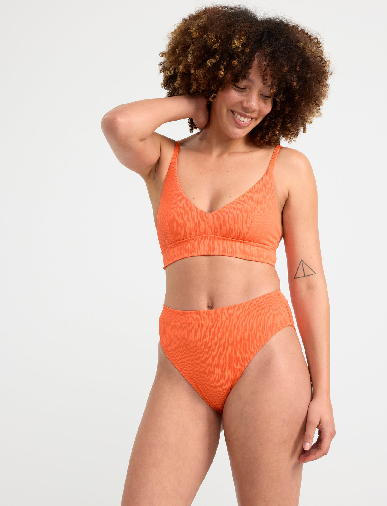 Lindex - Swim Brief Hanna Bikini HW Wav - bikinihosen mit hoher taille - dark orange - 0